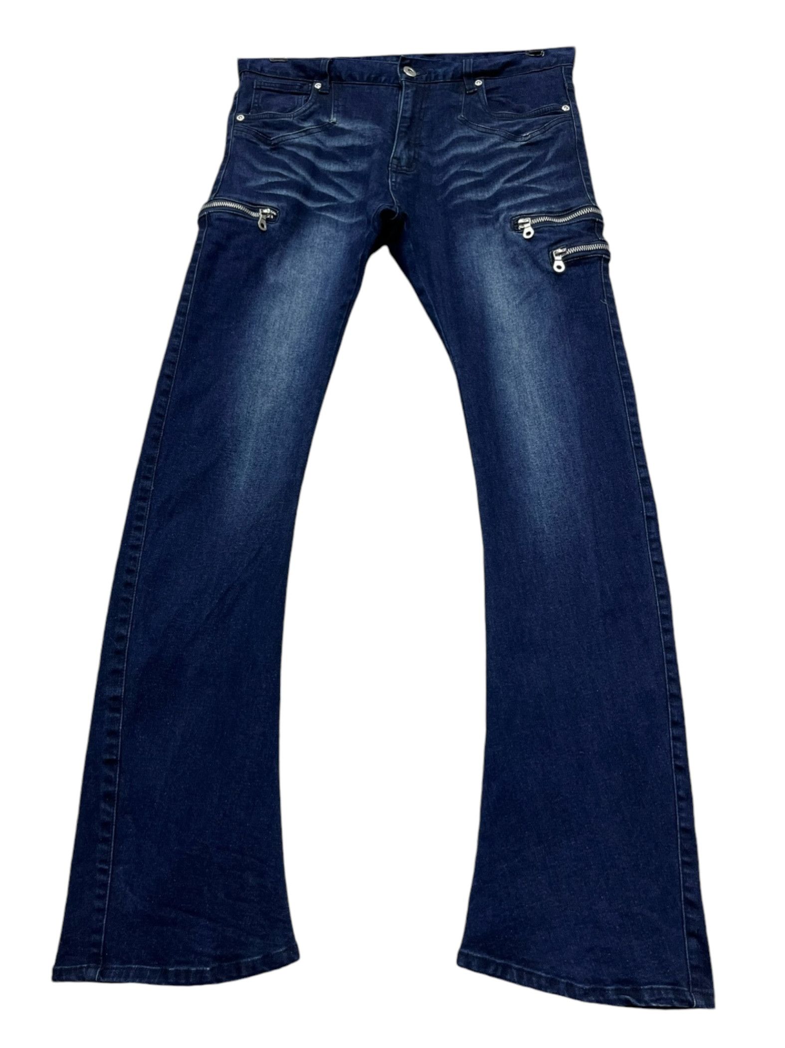 Fashion Victim 🔥BIKE*STAR Grunge Punk Multizipper Stretch Skinny FLARE Size US 30 / EU 46 - 1 Thumbnail