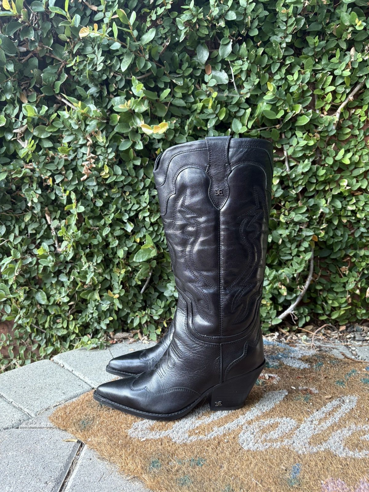 Sam Edelman BLACK LEATHER WESTERN BOOTS / W 7.5 Size US 7.5 / IT 37.5 - 2 Thumbnail