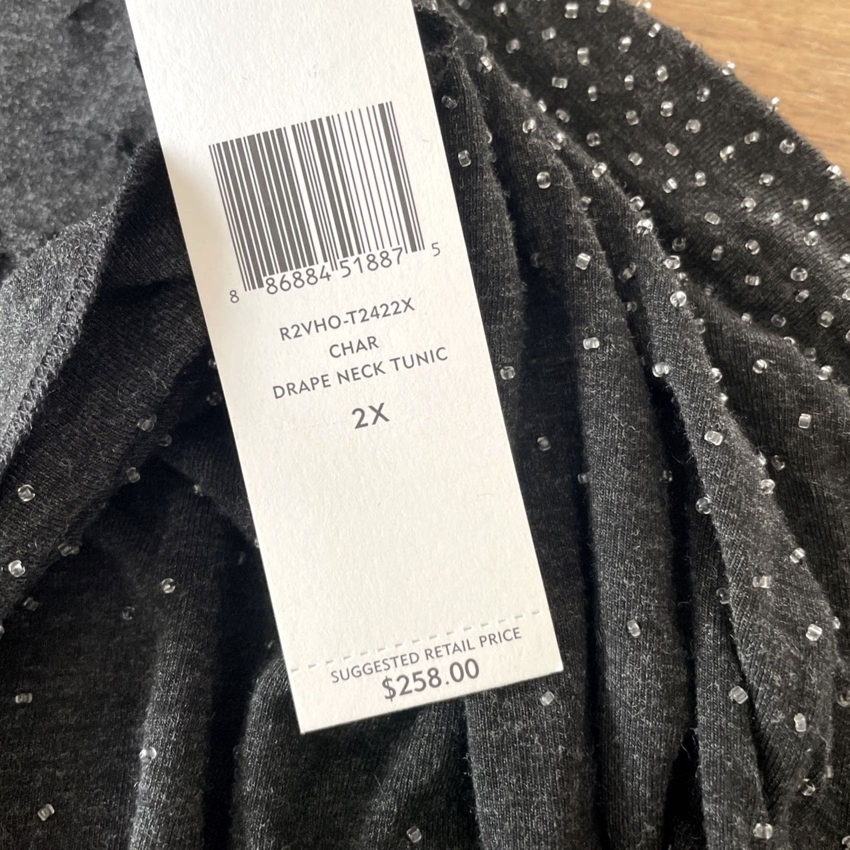 Eileen Fisher Eileen Fisher Beaded Drape Neck Tunic Longsleeve Womens 2XL Gray Pullover Cardigan/Sweater Size XXL / US 16-18 / IT 52-54 - 4 Thumbnail