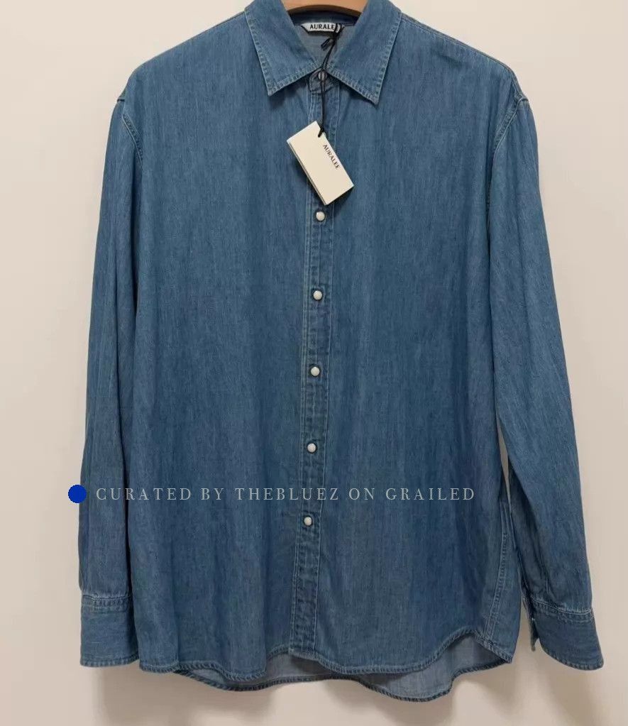 Auralee Light Blue Selvedge Denim Button-Up Shirt Size US XXL / EU 58 / 5 - 1 Thumbnail