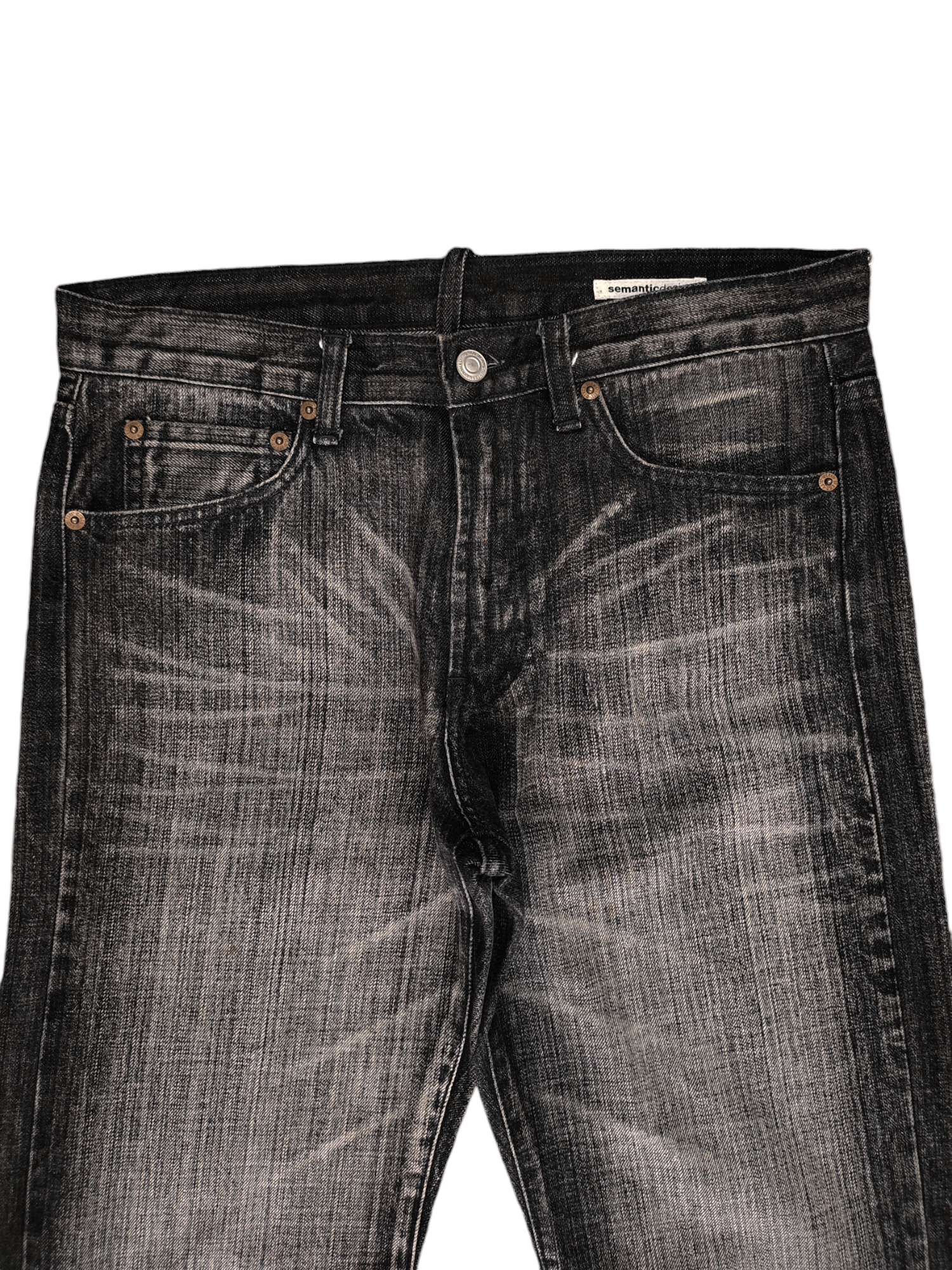 Comme des Garcons × Undercover Vintage Semantic Design Clawmark Faded Black Denim Jeans Size US 32 / EU 48 - 2 Thumbnail