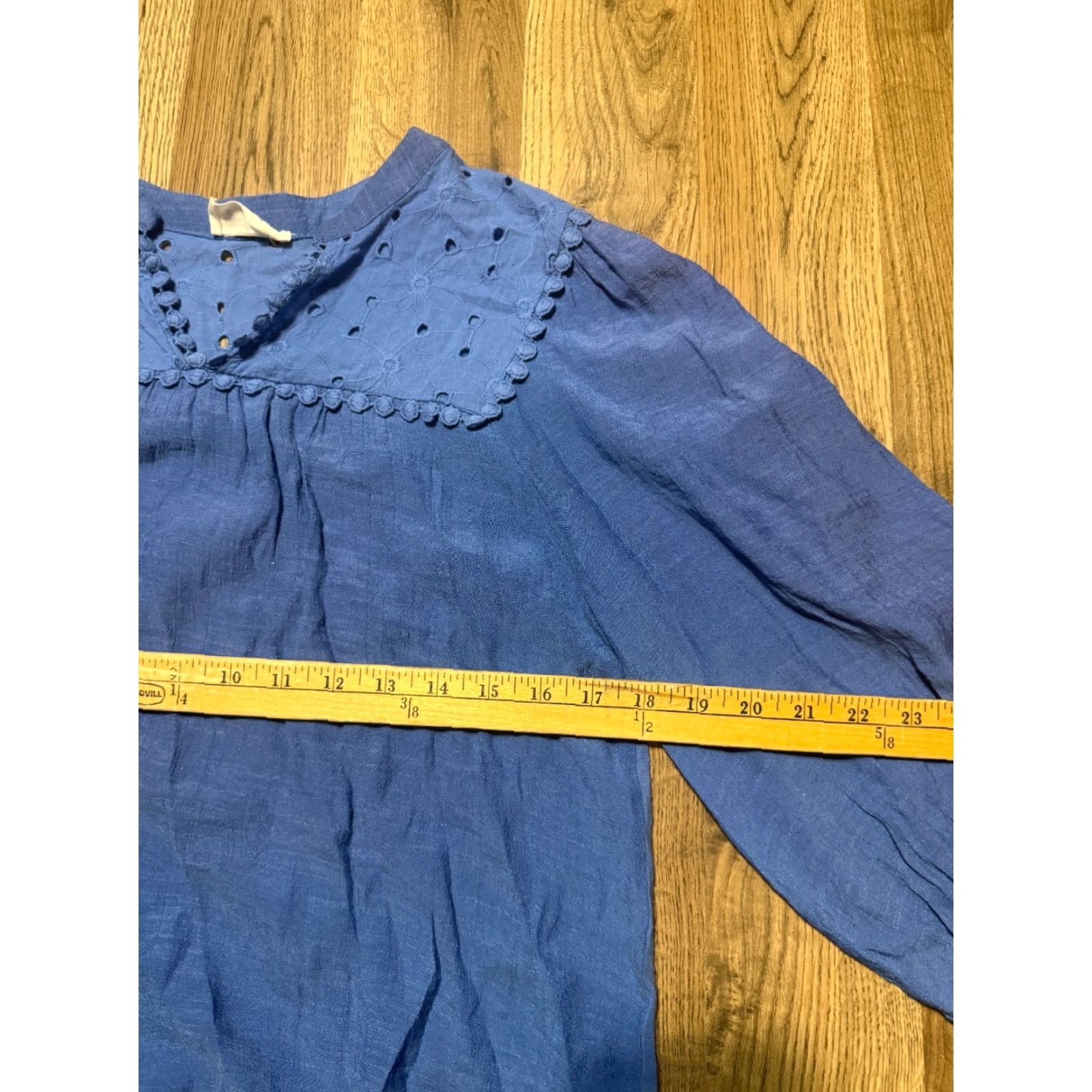 Vintage Ember Blouse Women's Large Blue Long Sleeve V-Neck Shirt Casual Modern Basic Womens Era: Contemporary Size L / US 10 / IT 46 - 6 Thumbnail