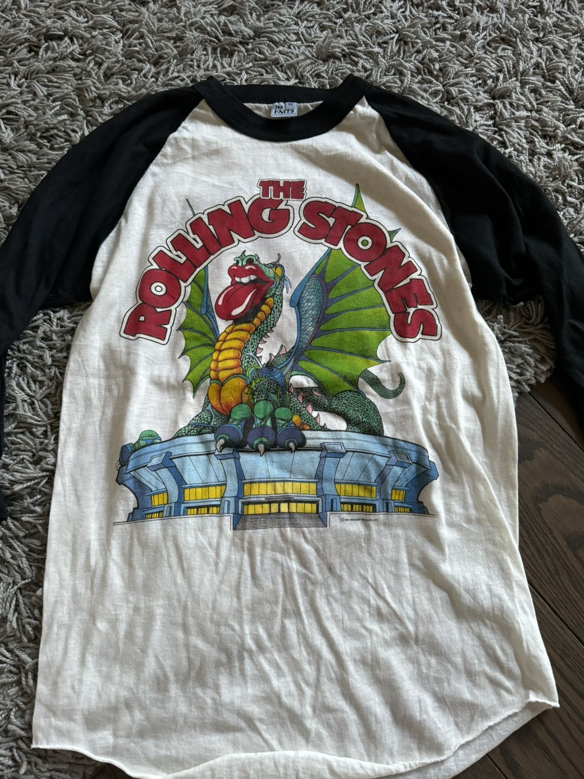 image of The Rolling Stones 1981 Sold Out Tour Raglan Tee in White, Men's (Size Medium)