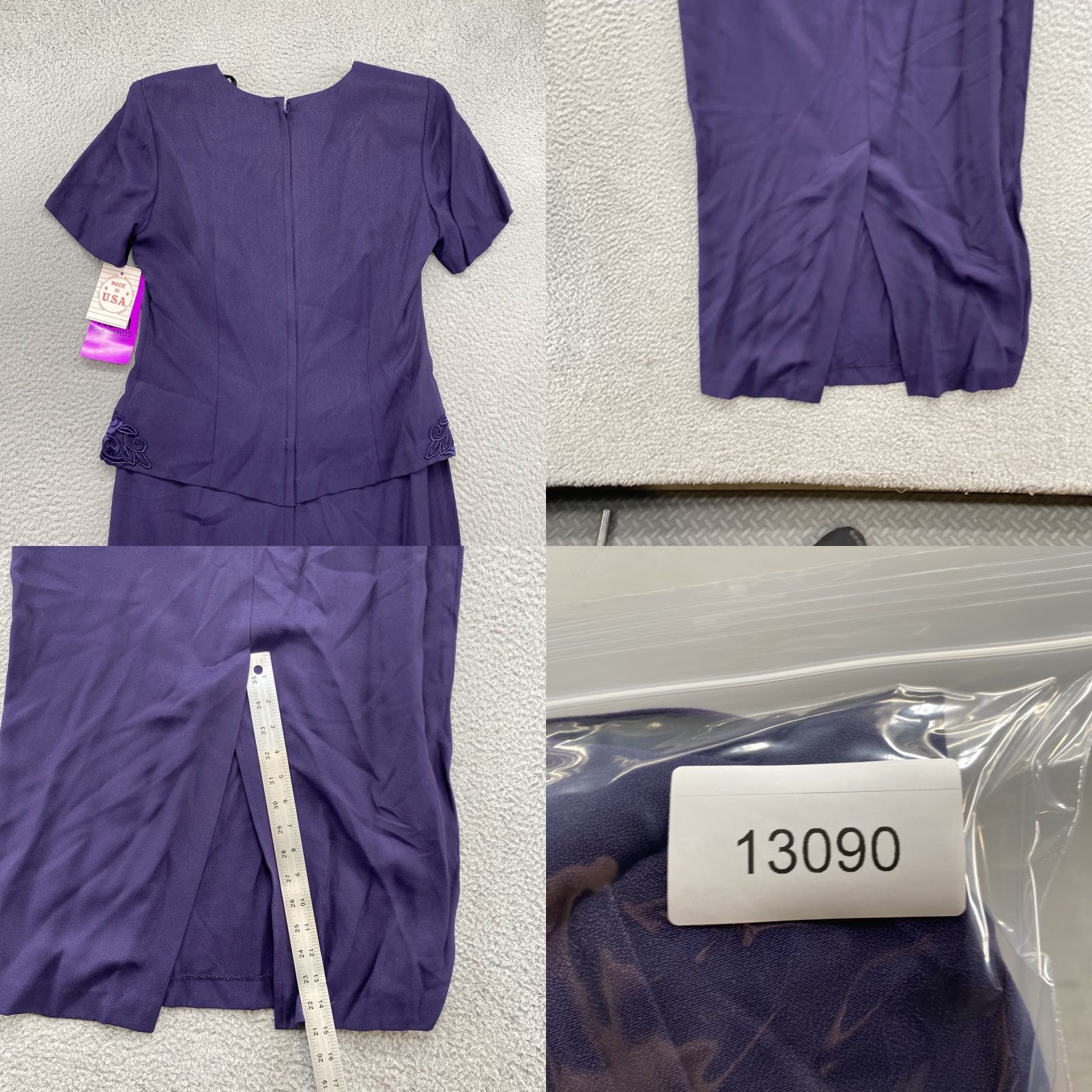 Vintage R & M Richards Purple Short Sleeve Shirt Dress Women’s 8 Beaded Accent Party/Cocktail Wedding Dress Size M / US 6-8 / IT 42-44 - 9 Thumbnail