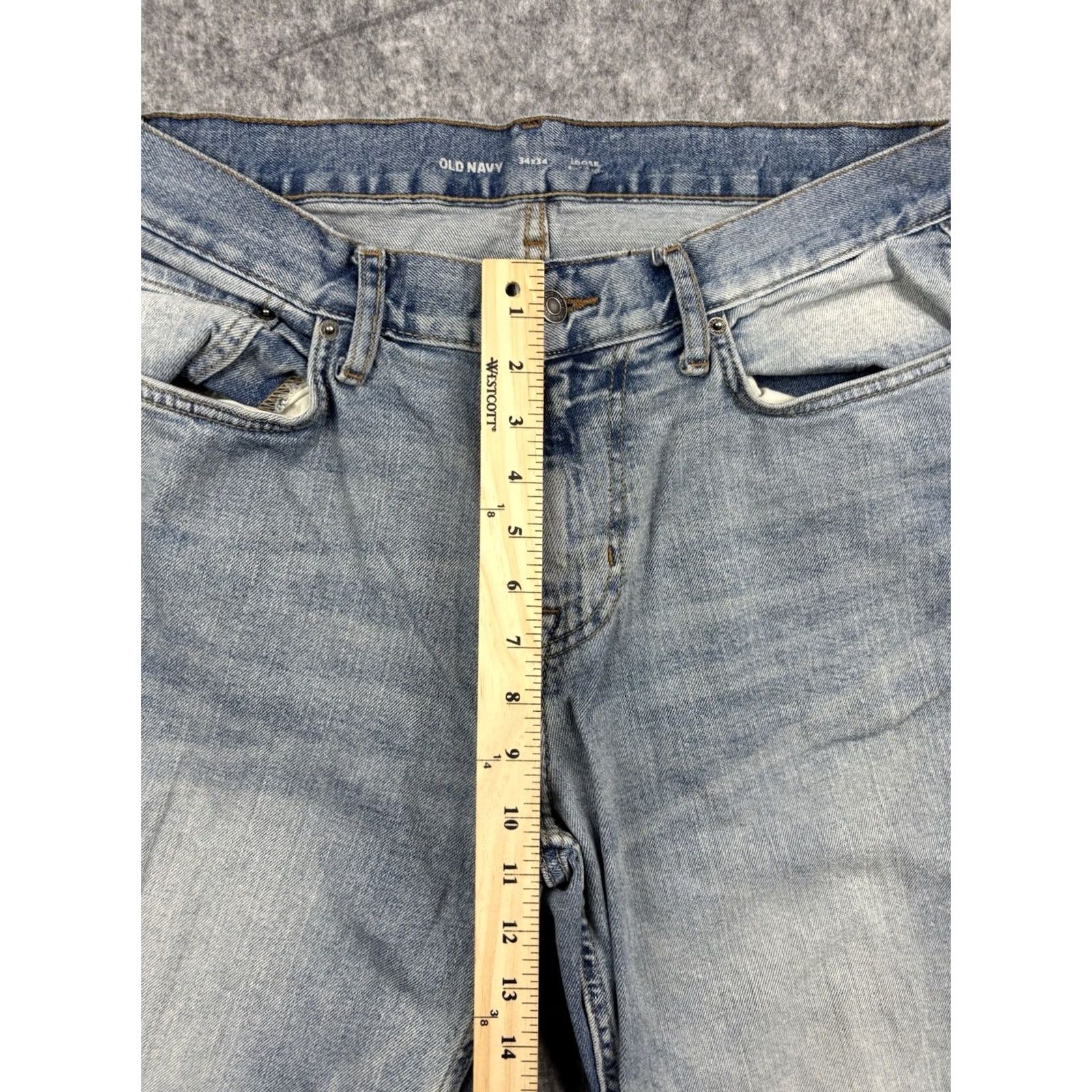 Old Navy Old Navy Mens Loose Fit Built-In Flex Straight Jeans Light Wash Denim 34x34 Blue Regular 5-Pocket Size US 34 / EU 50 - 3 Thumbnail