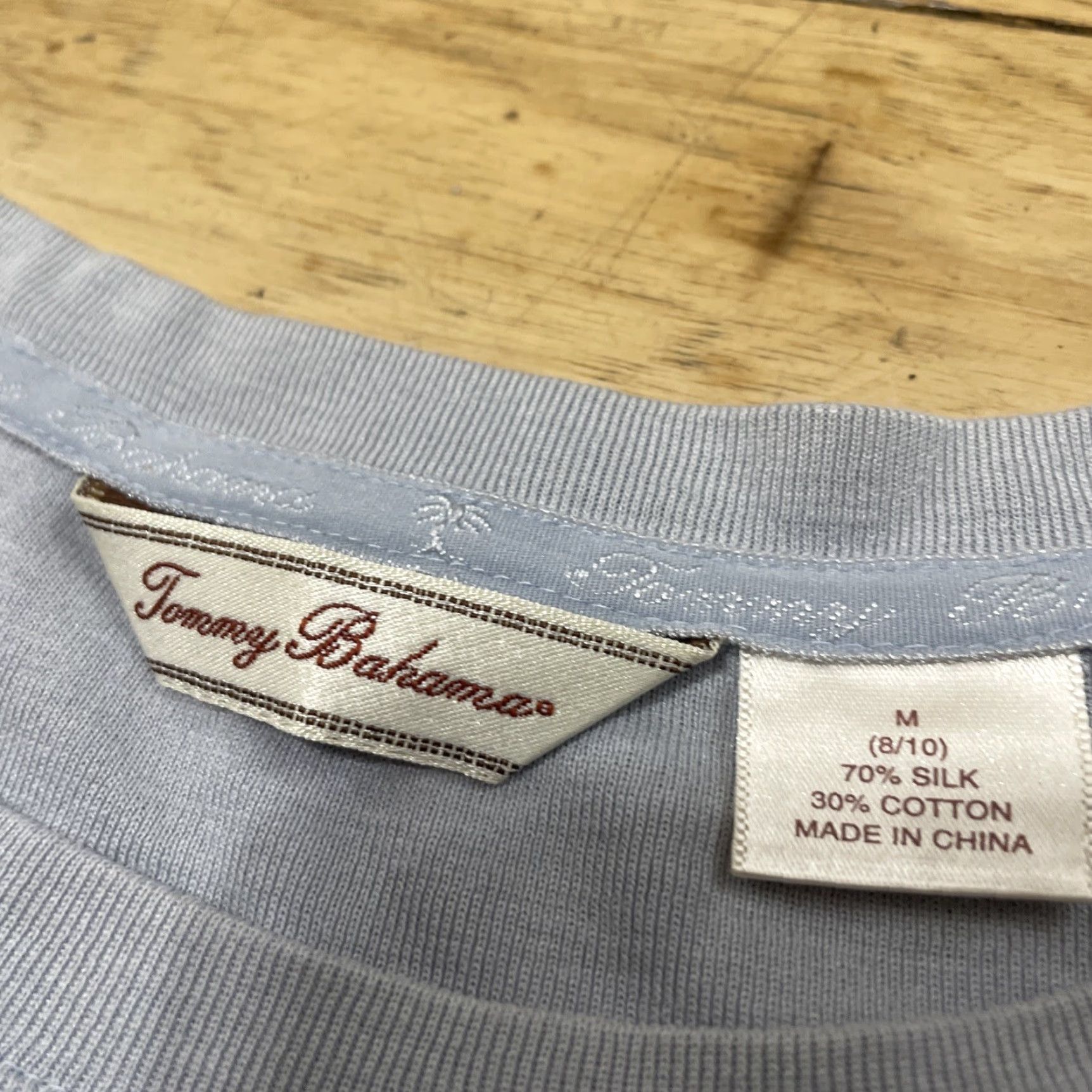 Tommy Bahama Tommy Bahama Silk Top Shirt Women M Light Blue Shimmer Beach 3/4 Sleeve V-Neck Pullover Casual Travel Womens Size M / US 6-8 / IT 42-44 - 4 Thumbnail