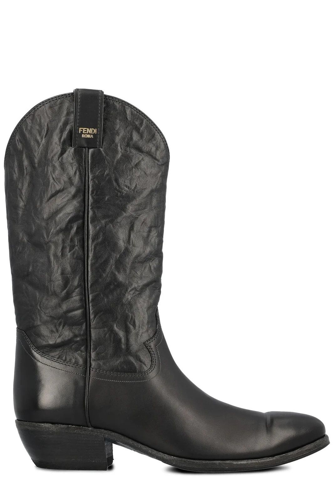 Fendi Slip-On Cowboy Boots in black