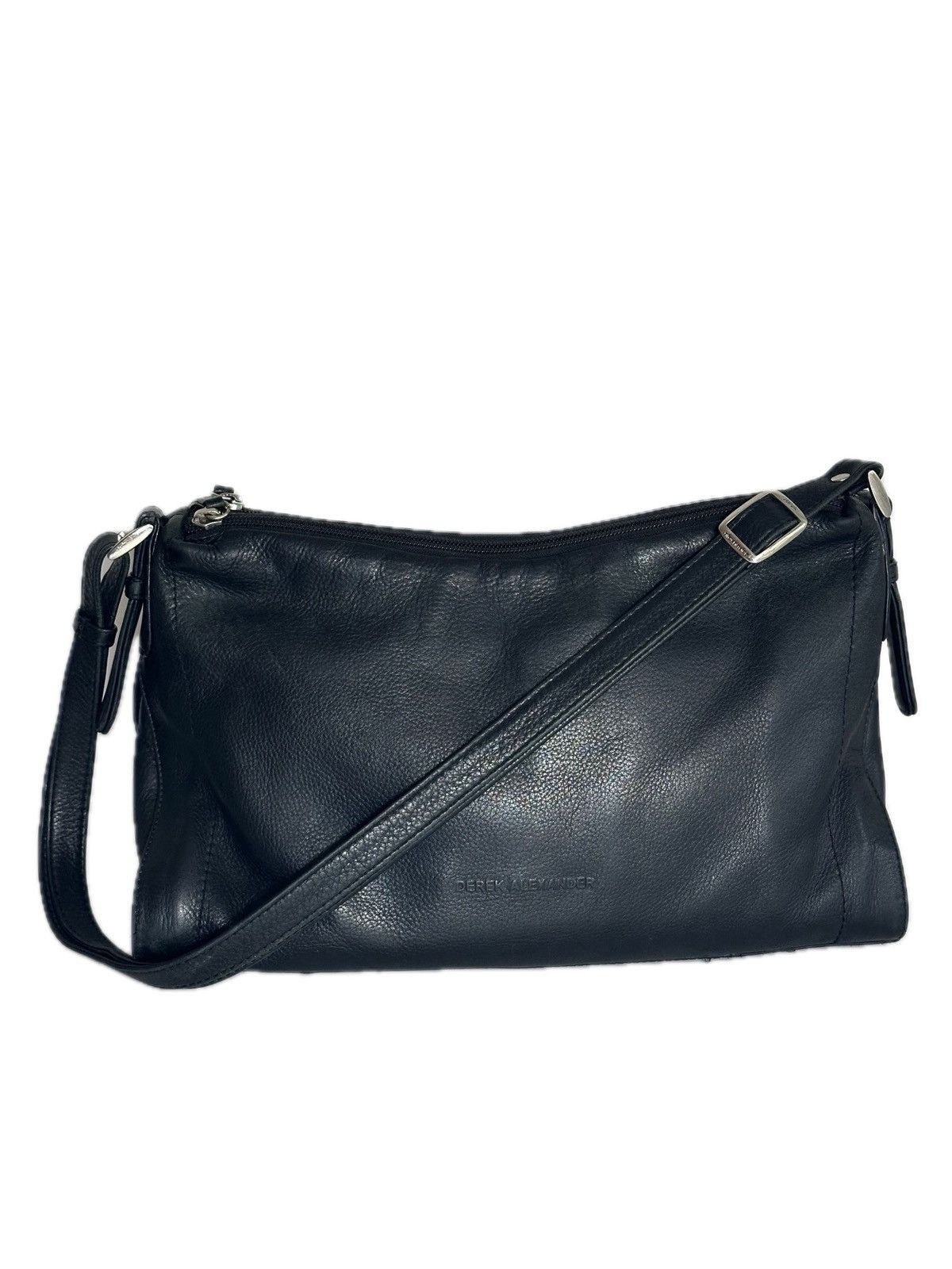Vintage Derek Alexander Top Zip 3 Pocket Black Leather Crossbody Bag Size ONE SIZE - 1 Thumbnail