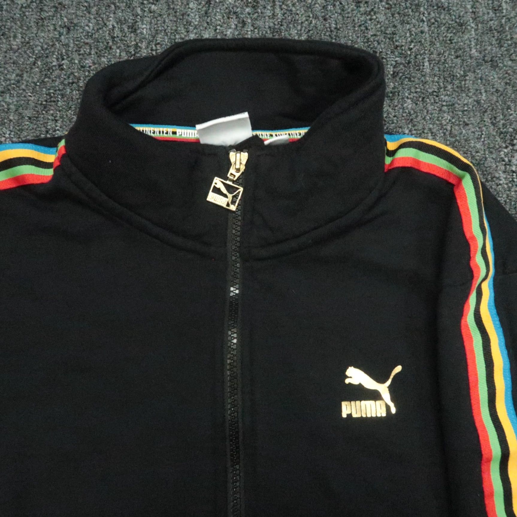 Puma Puma Jacket Mens Medium Black TFS Unity Full Zip Pockets Track Rainbow Jacket Size US M / EU 48-50 / 2 - 2 Thumbnail
