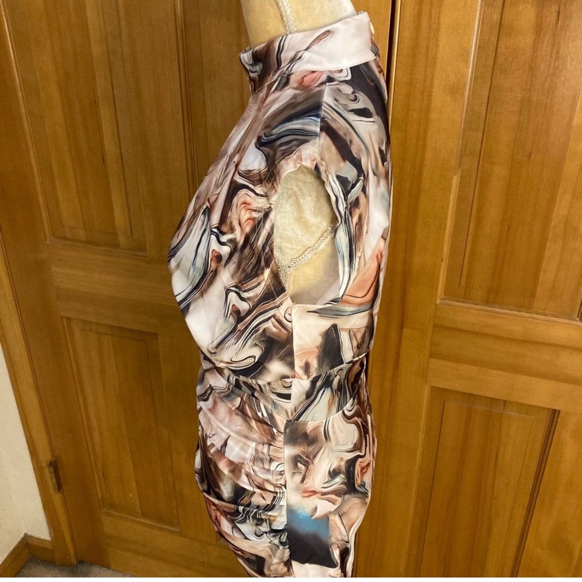 Designer × Other NWT , Lavishly Paris Marble Ruched Designer Dress Size S / US 4 / IT 40 - 5 Thumbnail