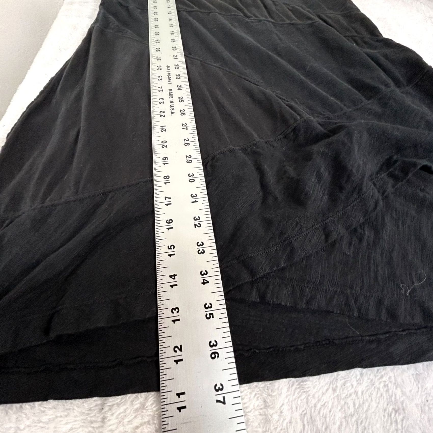 Vintage Neon Buddha V-Neck Short Sleeve Patchwork Black Asymmetric Tunic Dress Large Size 36" / US 14 / IT 50 - 6 Thumbnail