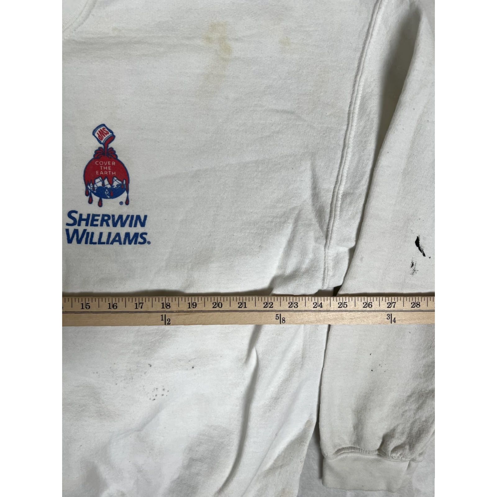 Vintage Sherwin-Williams Sweatshirt Mens XL White Crewneck Graphic Print Logo Fleece Workwear Pullover Size US XL / EU 56 / 4 - 6 Thumbnail