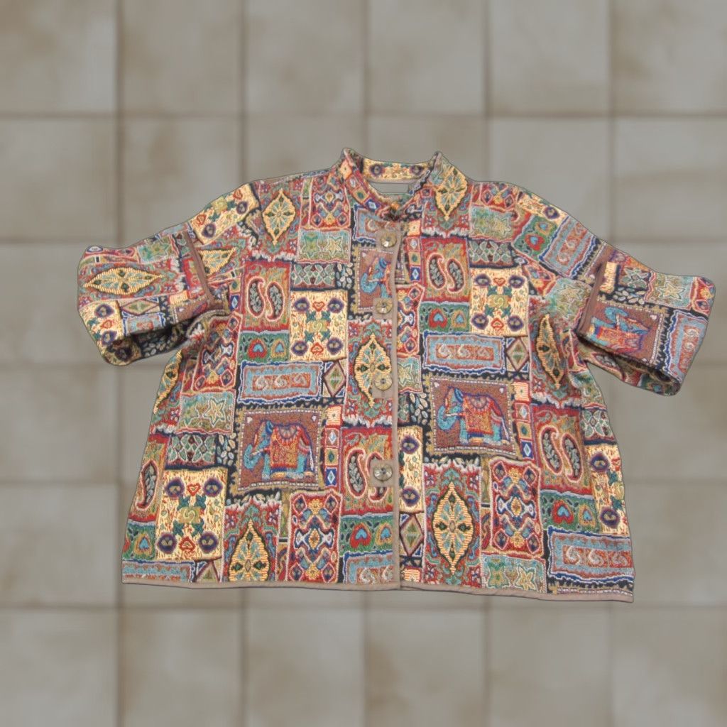Vintage VINTAGE Two Twenty Jacket Womens 2XL Brown Tapestry Southwestern Boho 90s Jacket Womens 2XL Brown Tapestry Southwestern Boho 90s Size XXL / US 16-18 / IT 52-54 - 1 Thumbnail