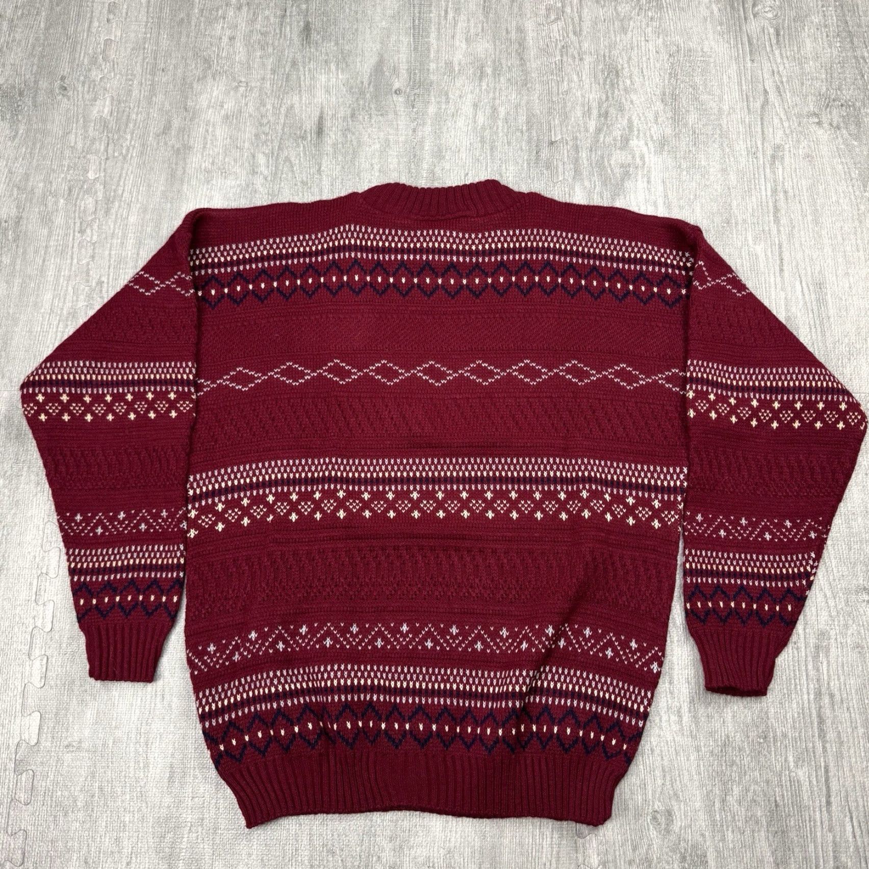 Vintage VINTAGE Jason Daniels Fair Isle Crew Sweater Knit Maroon Mens Large Size US L / EU 52-54 / 3 - 5 Thumbnail