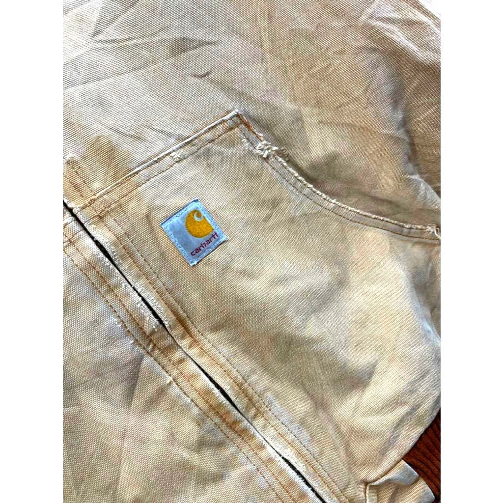 Carhartt × Vintage 90's Carhartt Quilt Lined Light Brown Hooded Workwear Jacket Size US XL / EU 56 / 4 - 8 Thumbnail