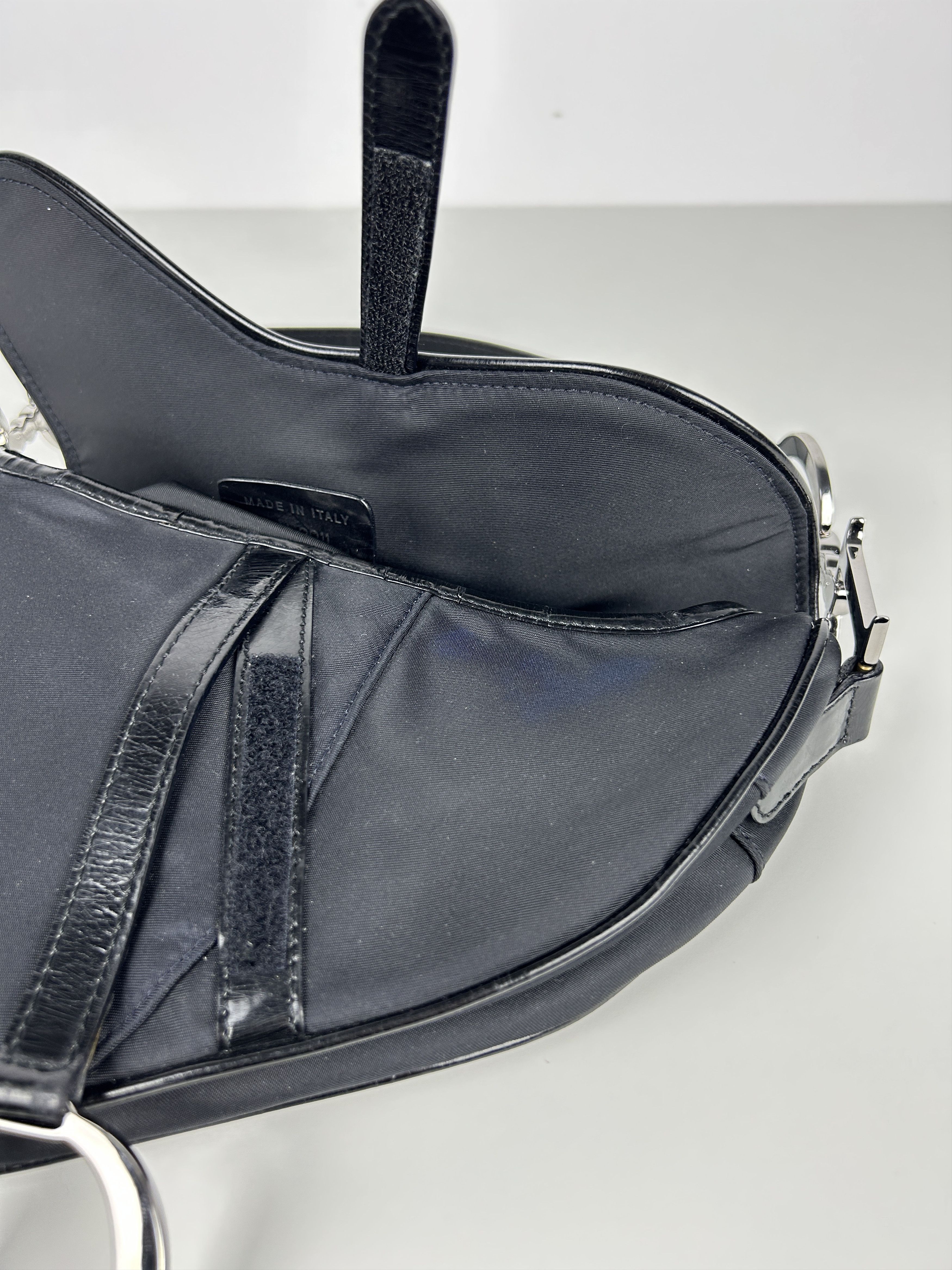 Dior 2001 Dior black satin and patent leather saddle bag Size ONE SIZE - 17 Thumbnail