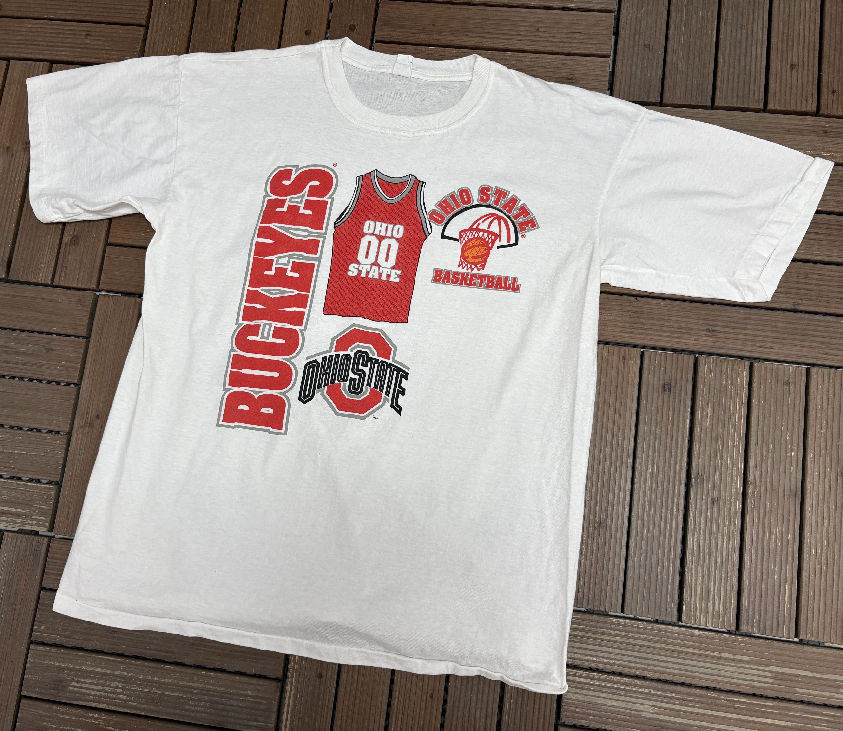 Vintage Ohio State Buckeyes Basketball Vintage White T-Shirt Tee Size US XL / EU 56 / 4 - 3 Thumbnail