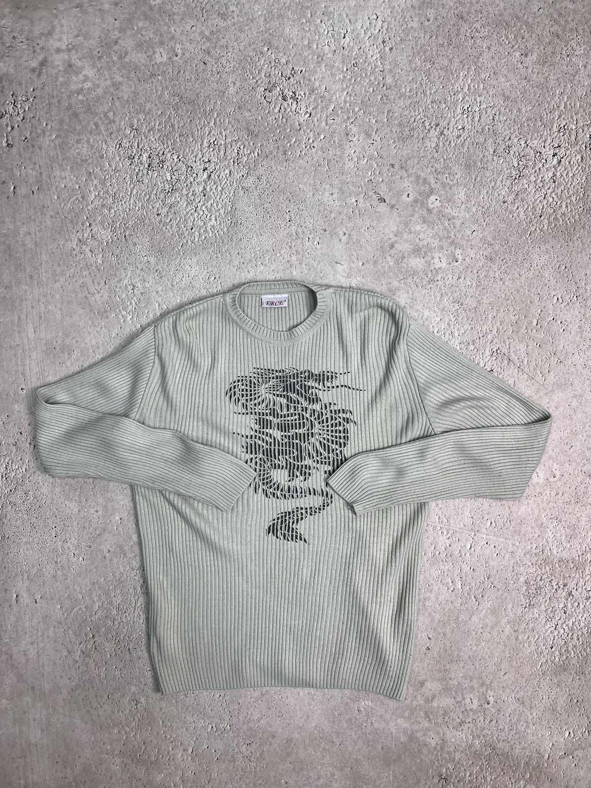 20471120 × Diesel VINTAGE ARCHIVE Y2K STRIPED DISTRESSED DRAGON DIESEL SWEATER Size US M / EU 48-50 / 2 - 8 Thumbnail