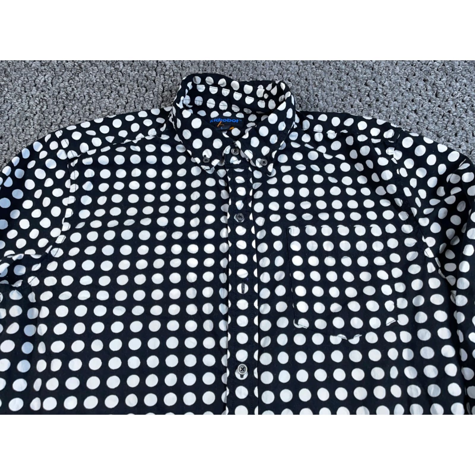 Vintage Kidrobot Shirt Adult Medium Black White Polka Dot Button Down Collar Cotton Mens Size US M / EU 48-50 / 2 - 4 Thumbnail