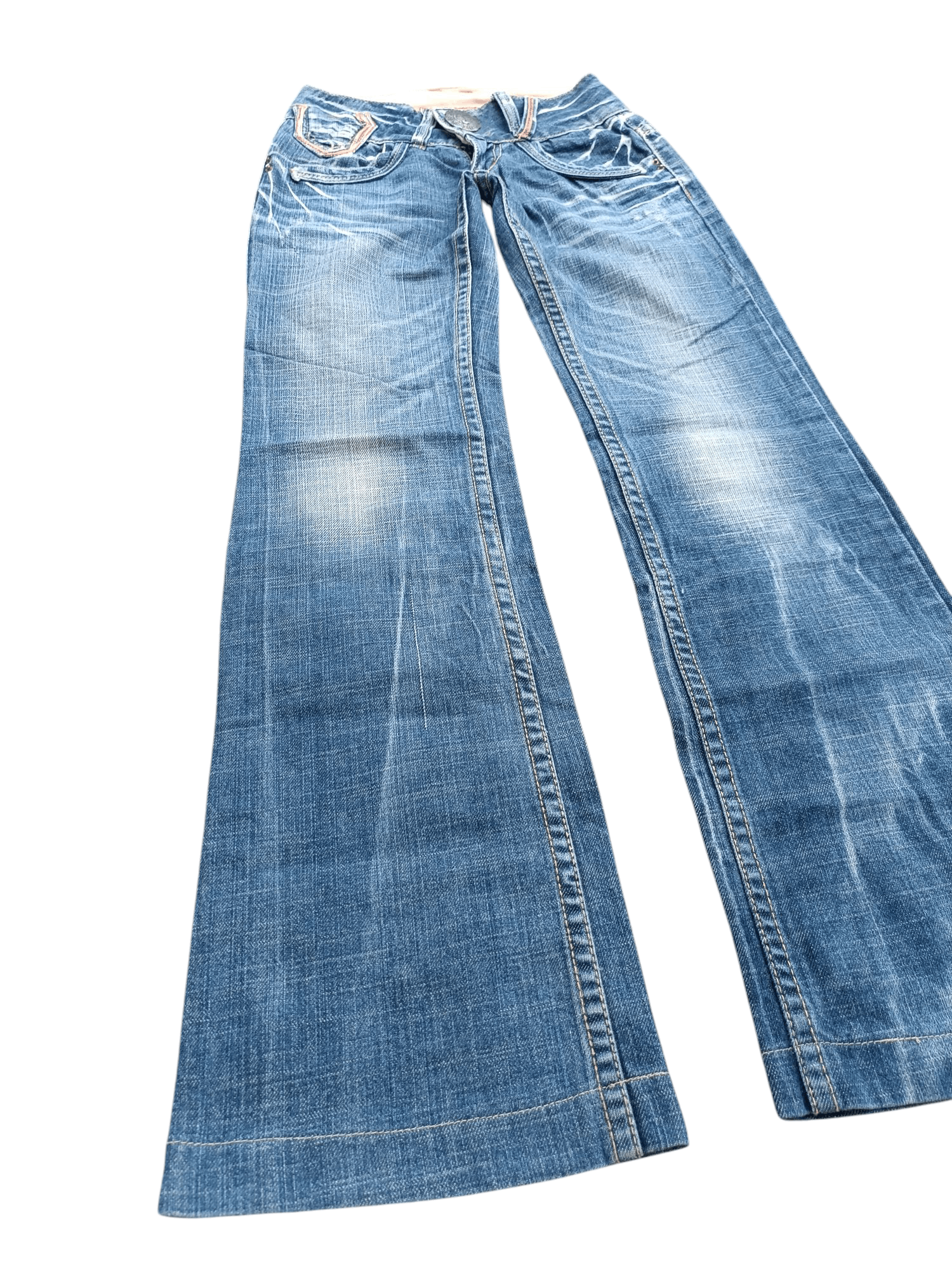 If Six Was Nine × Japanese Brand × Le Grande Bleu (L.G.B.) RedPepper RedLabel Flare Distressed Whiskers Faded DenimE243 Size US 26 / EU 42 - 5 Thumbnail