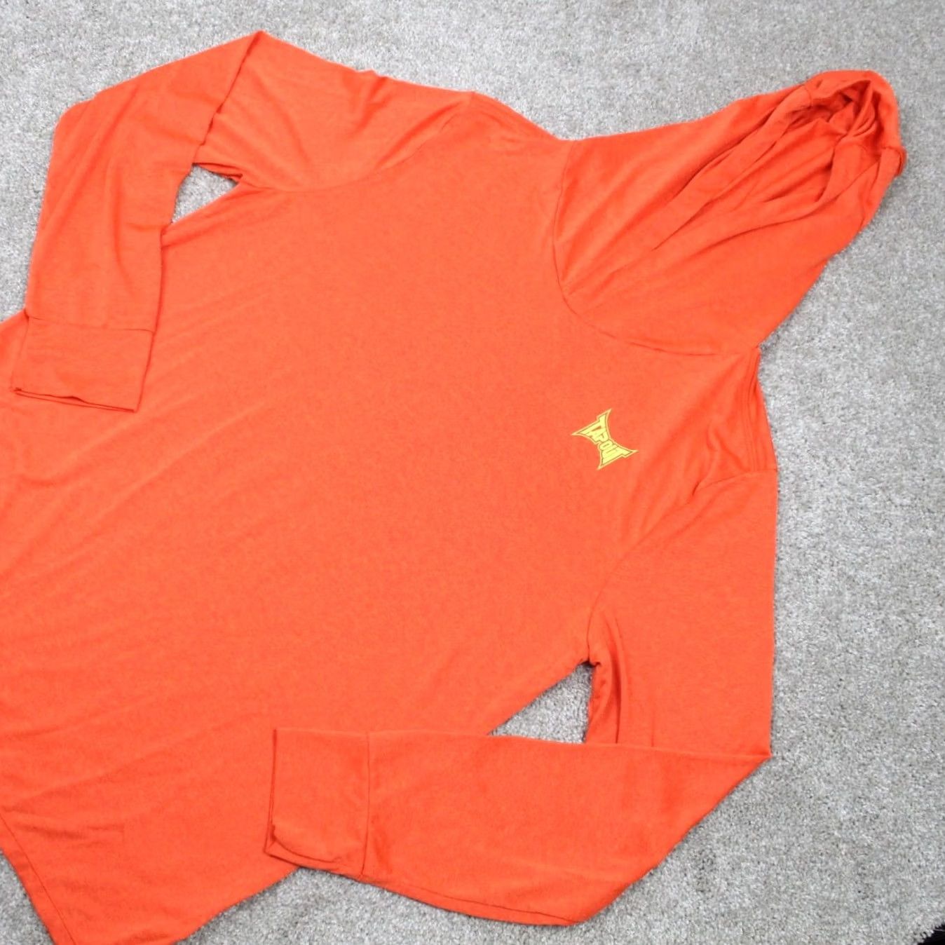 Tapout Tapout Mens Large Orange Hooded Sweatshirt Lightweight Pullover Shacket Sweatshirt L/S Crew Neck Logo Knit Polyester Shirt Pullover Sports Size US L / EU 52-54 / 3 - 3 Thumbnail