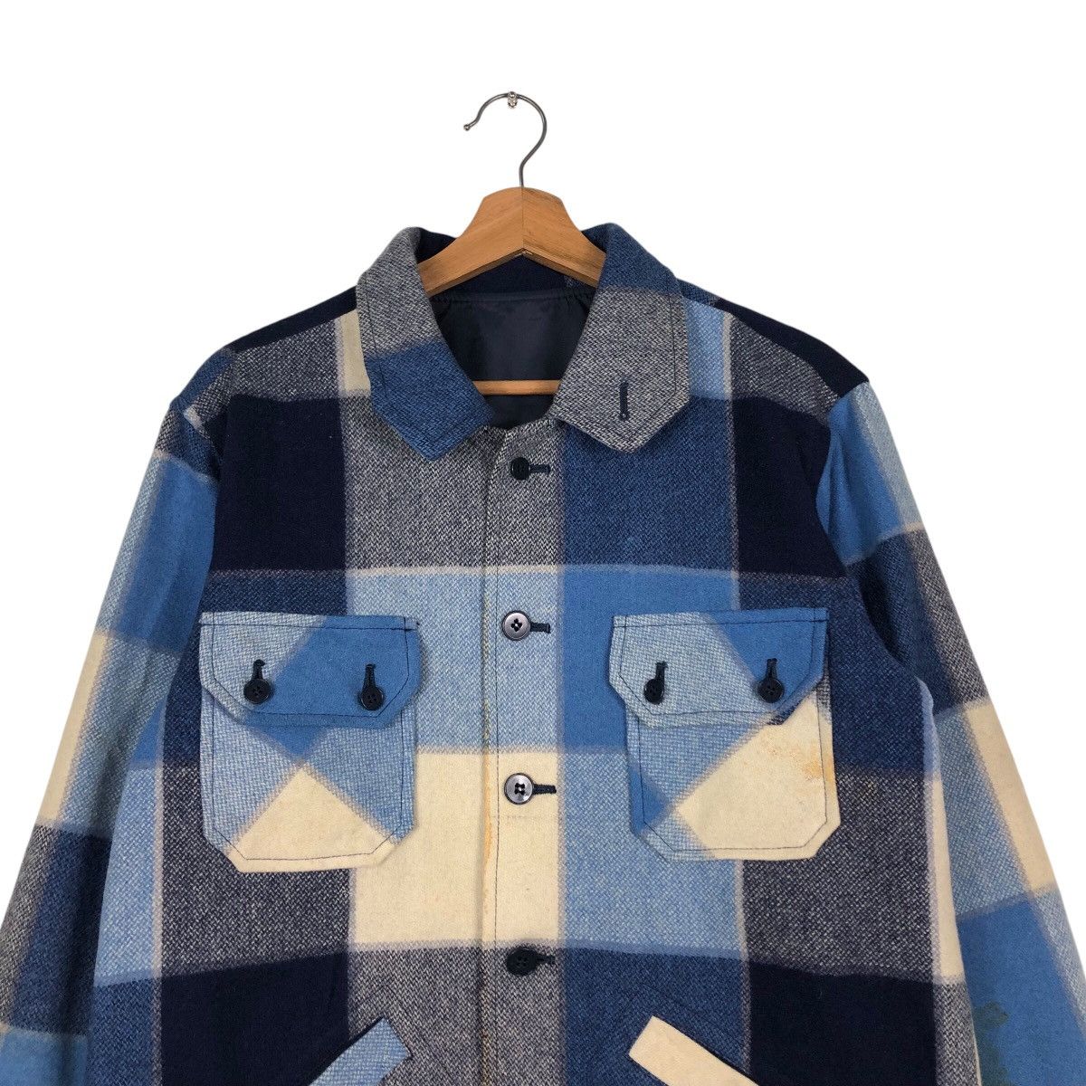 Flannel 📌Vintage Wool Button Jacket R. Brown Tartan Design Check Size US M / EU 48-50 / 2 - 4 Thumbnail