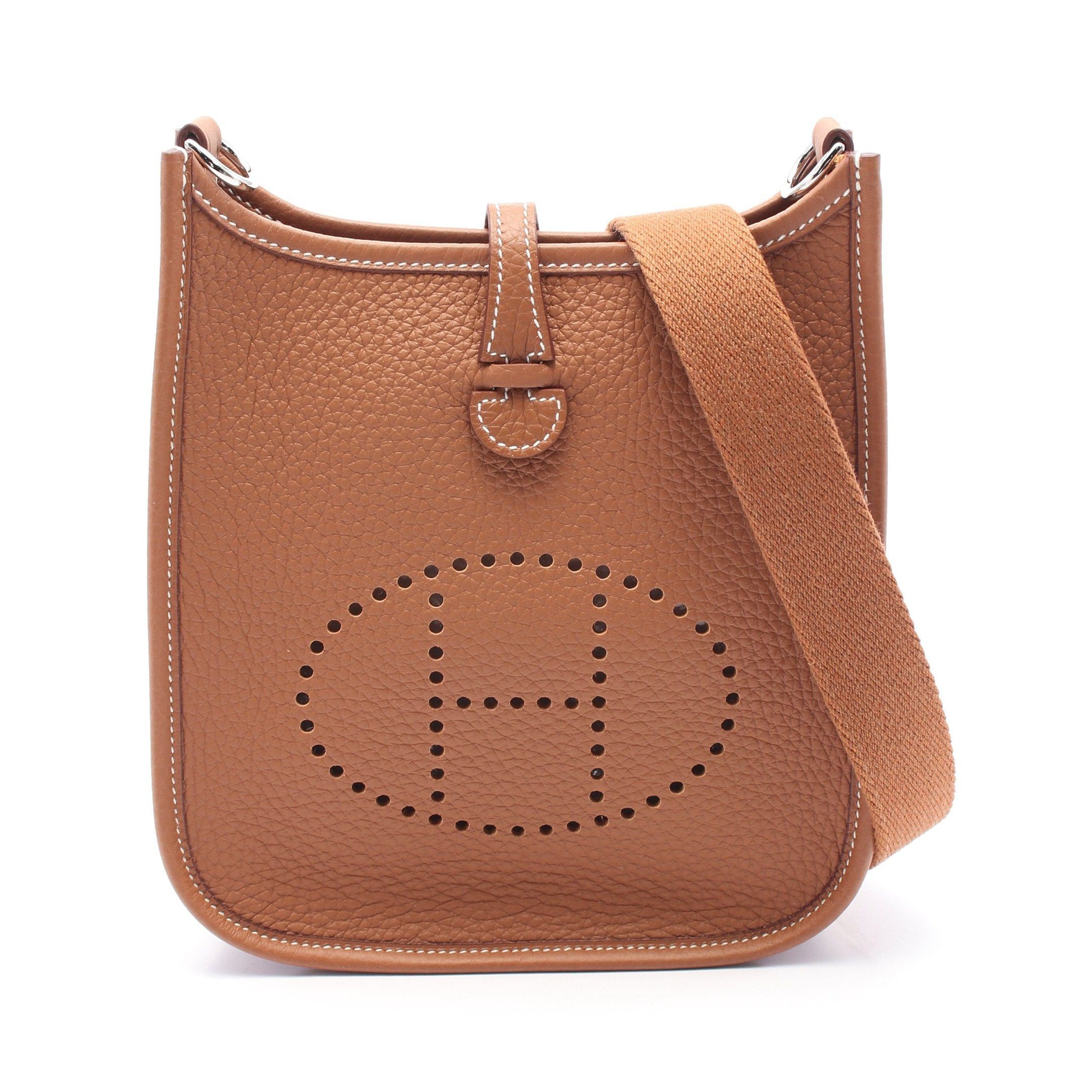 Hermes Hermes Evelyn Tpm Gold Shoulder Bag Clemence Leather Brown Silver Hardware Double Engraved Size ONE SIZE - 1 Thumbnail