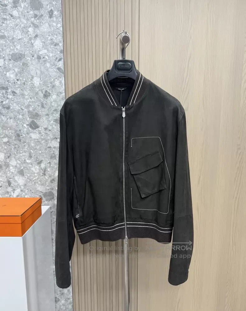 Hermes Hermes 24 Autumn-Winter Knight Leather Jacket, Suede Cowhi Size US L / EU 52-54 / 3 - 1 Thumbnail