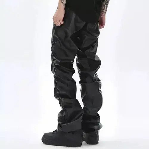 Vintage Kawamura x aoka Punk Warped Waxed Leather Baggy Pants Size US 34 / EU 50 - 3 Thumbnail