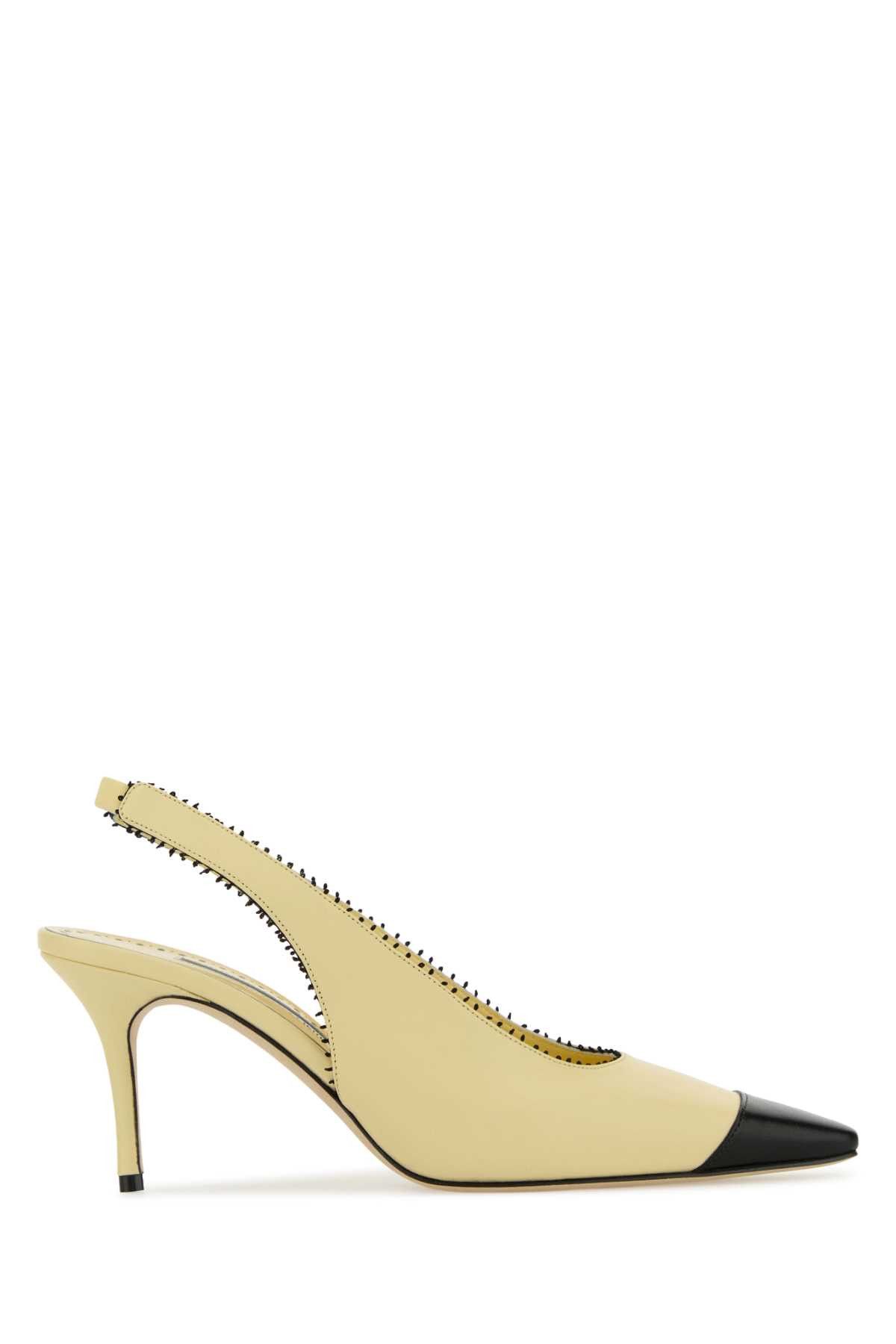Manolo Blahnik Pastel Yellow Nappa Leather Gaius Pumps Size US 7 / IT 37 - 1 Thumbnail