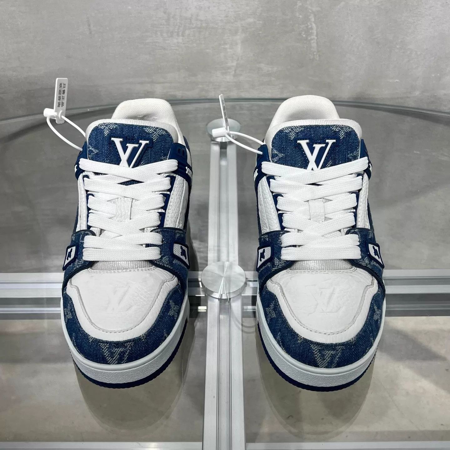 LV Trainer White Blue Denim 37.5