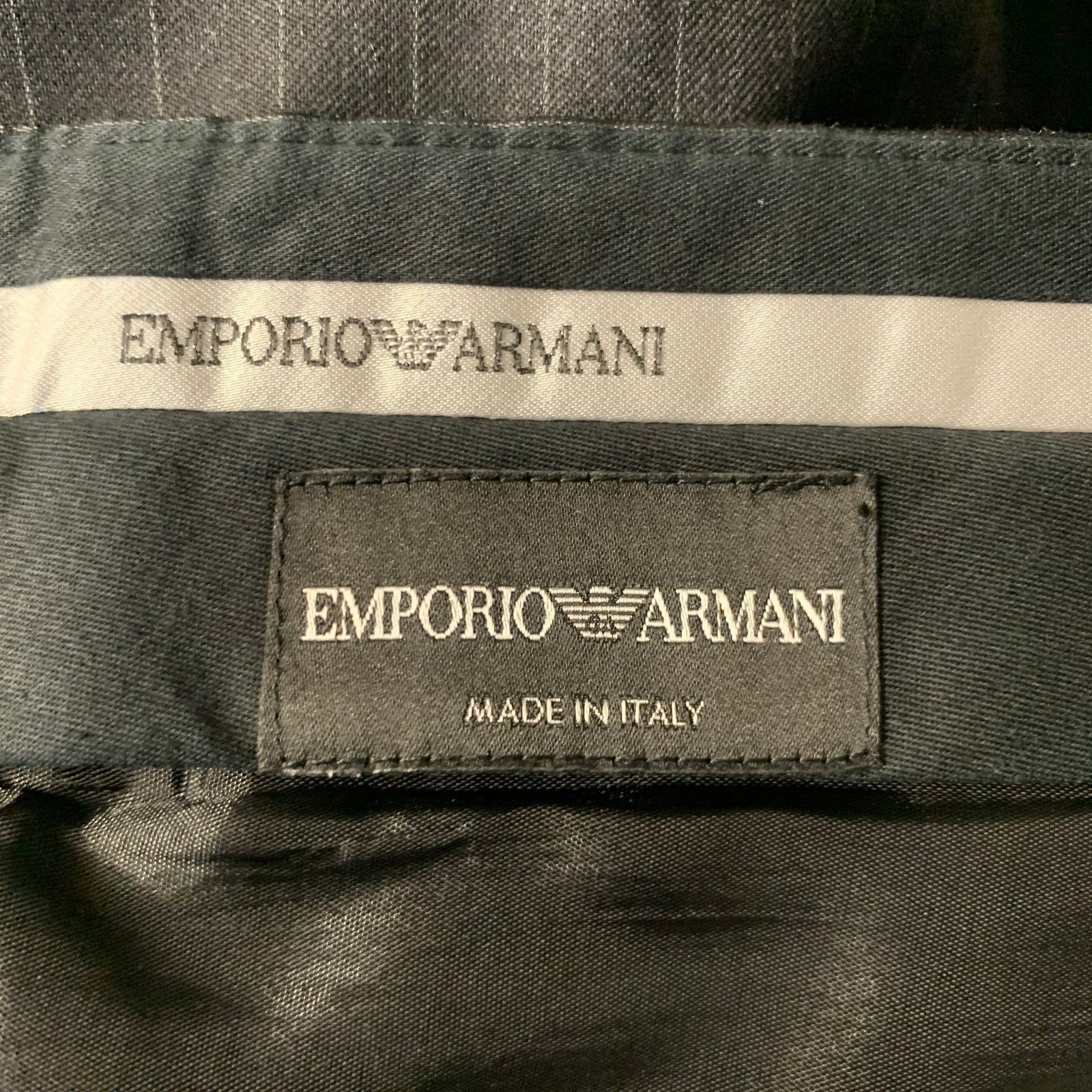 Emporio Armani EMPORIO ARMANI 42 Grey Charcoal Pinstripe Virgin Wool Suit Size 42R - 9 Thumbnail
