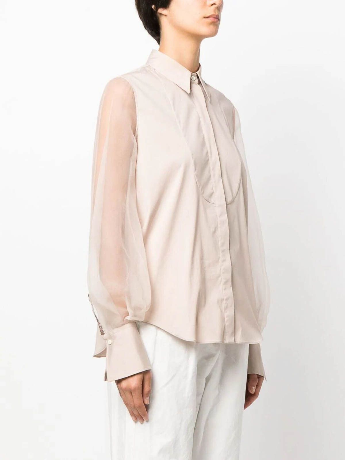 Brunello Cucinelli o1y0725 Shirt in Sand Size XS / US 0-2 / IT 36-38 - 2 Thumbnail