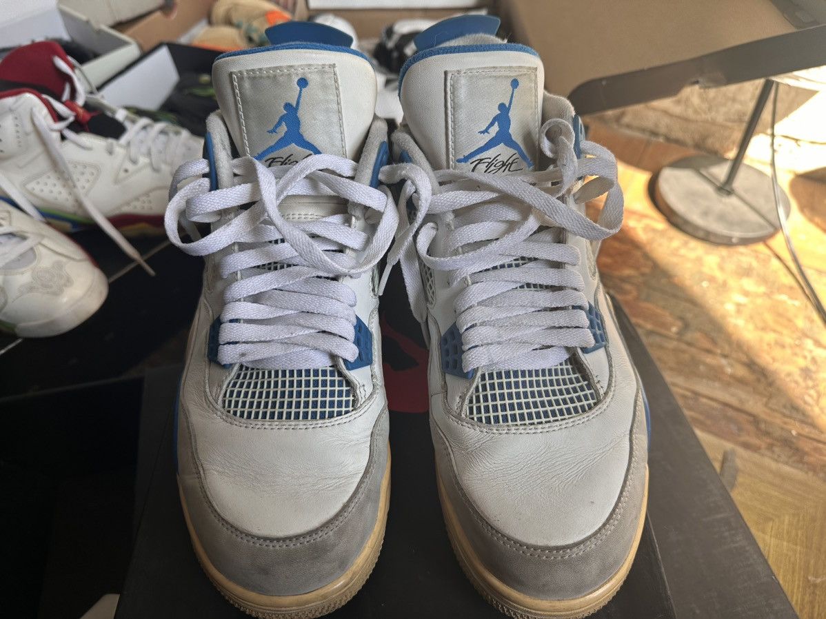 image of Jordan Nike Air Jordan 4 Retro White/ Military Blue Shoes, Men's (Size 10)