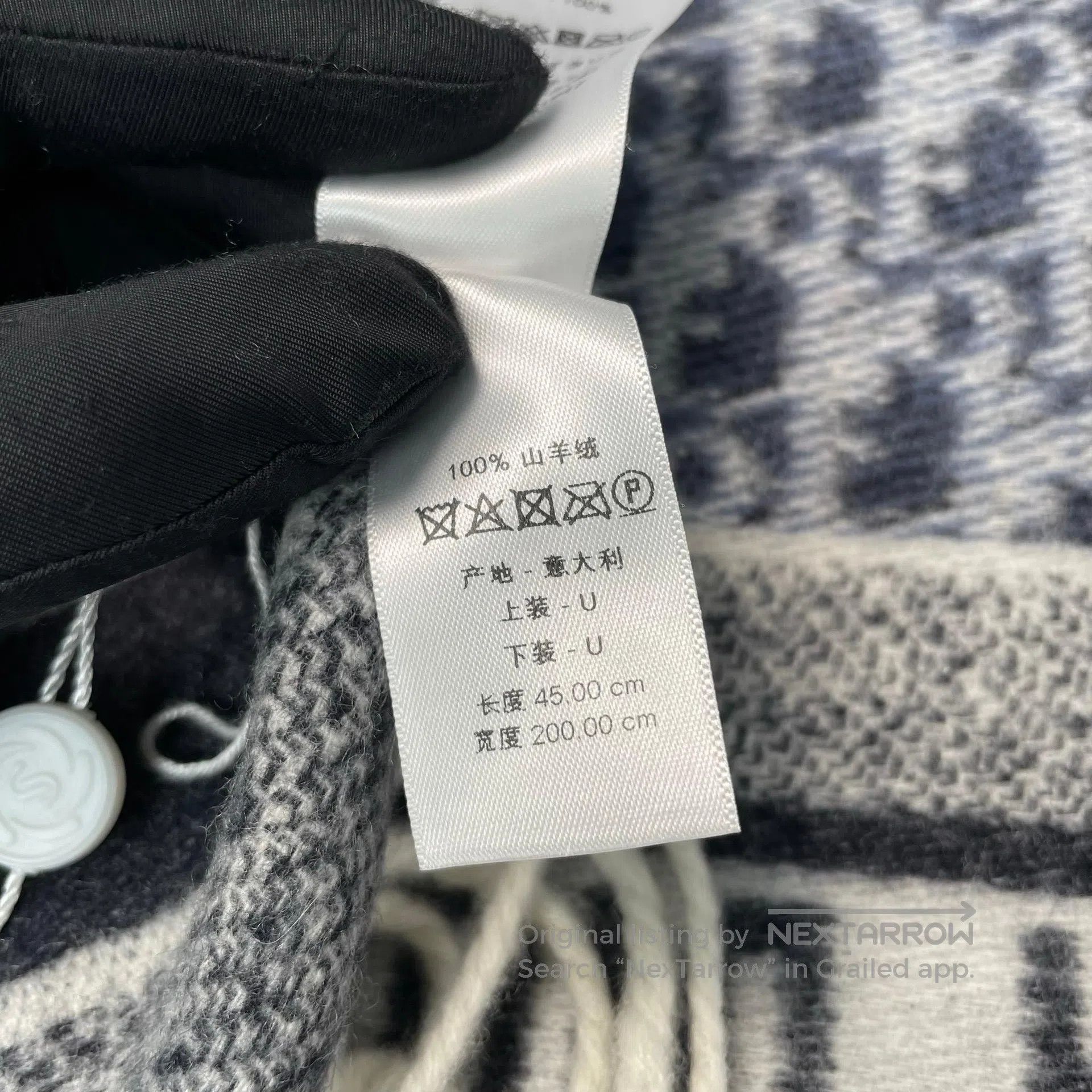 Dior Dior Light gray and dark blue double-sided cashmere scarf| Size ONE SIZE - 9 Thumbnail