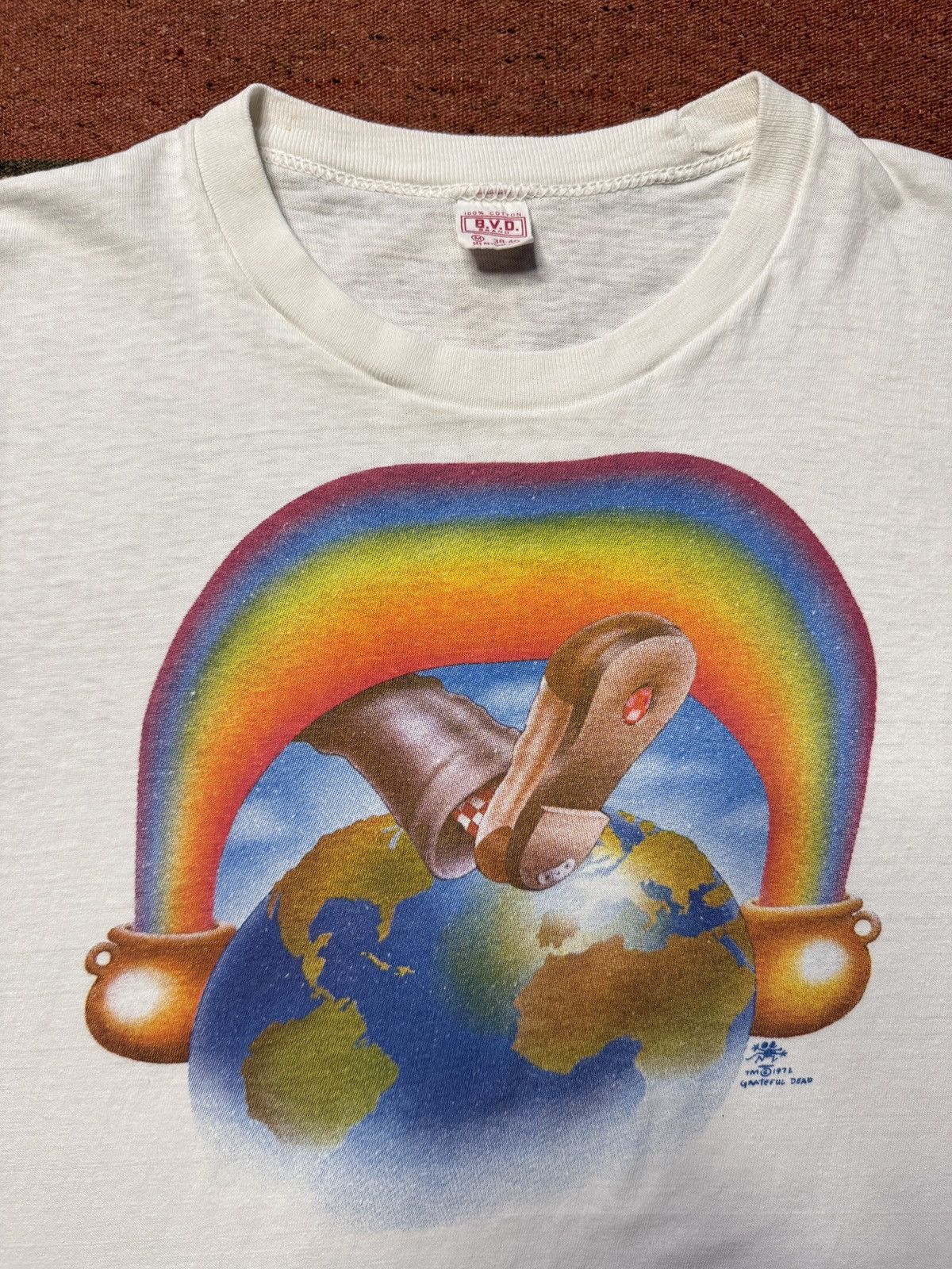 Band Tees × Vintage Vintage 1972 Grateful Dead Stanley Mouse Rainbow Foot Tee Size US M / EU 48-50 / 2 - 3 Thumbnail