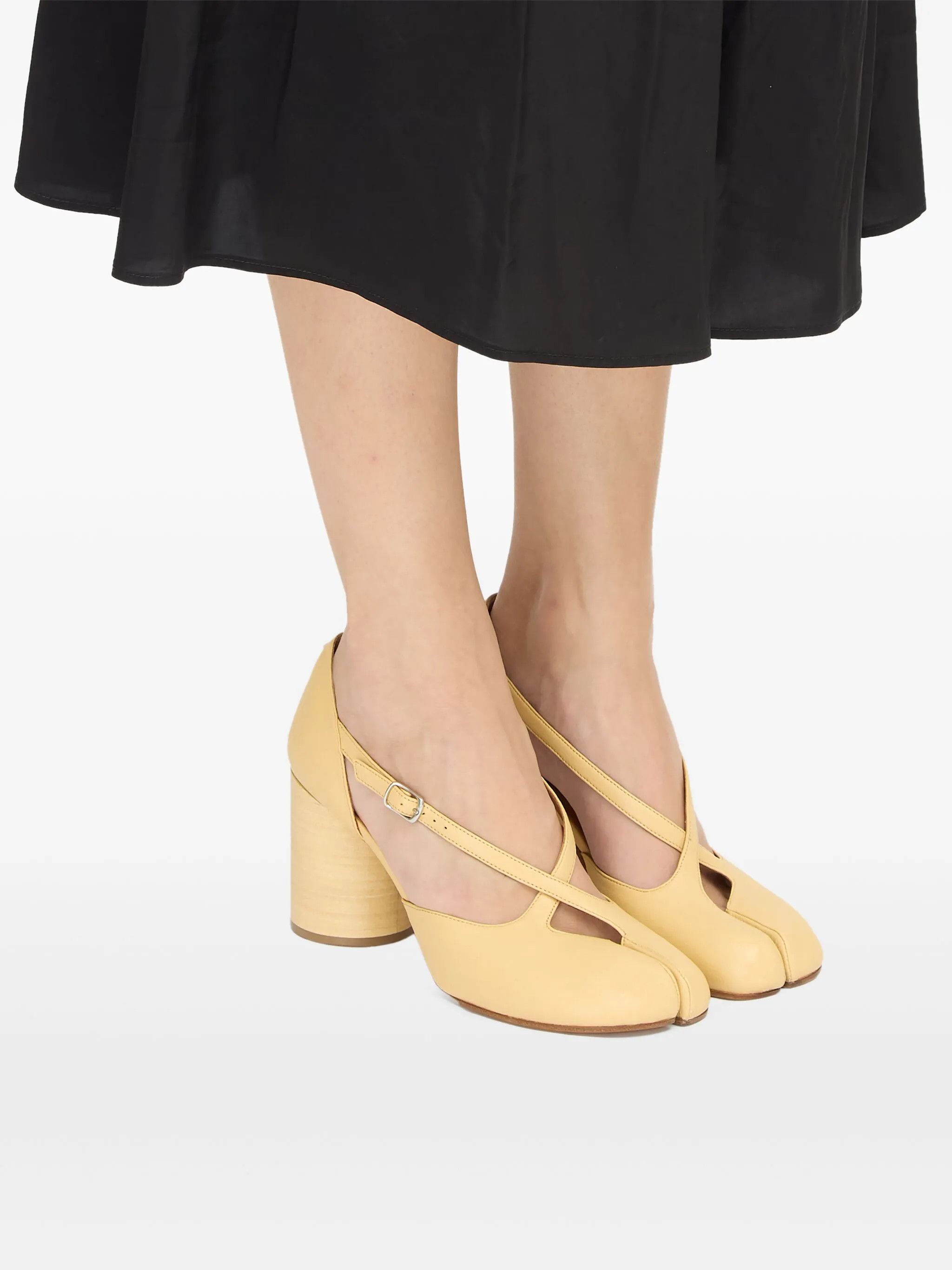 Maison Margiela o1w1db11225 Block Heel Strappy Tabi Toe Pumps in Yellow Size US 10 / IT 40 - 6 Thumbnail