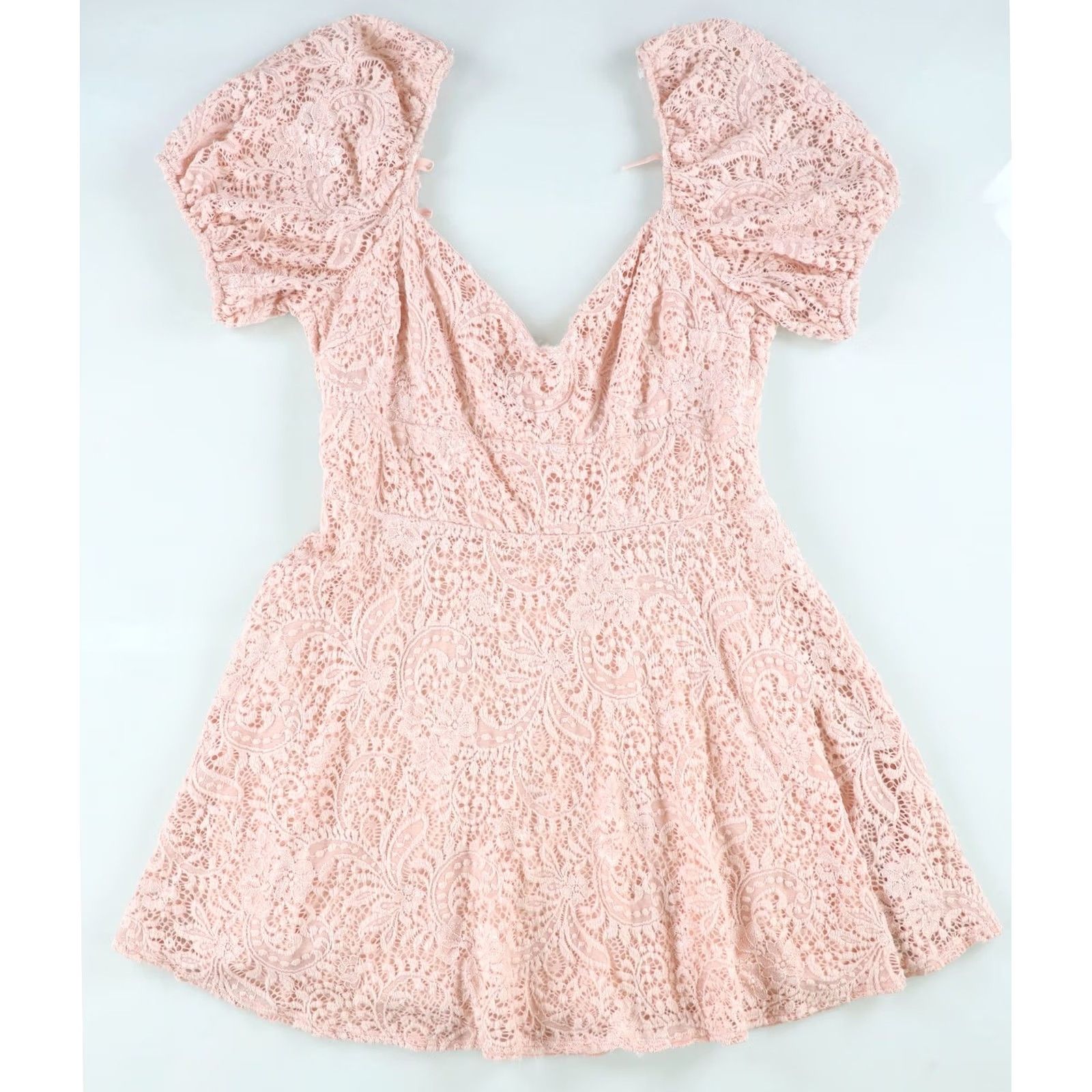 Vintage B. DARLIN Womens Lace Up Back Mini Dress pink Juniors 13/14 Size XL / US 12-14 / IT 48-50 - 2 Thumbnail