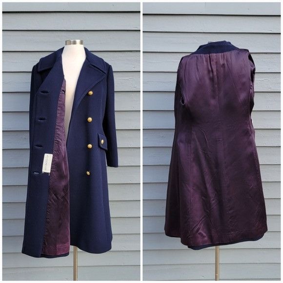 Vintage Vintage 50s Navy Blue Wool Double Breasted Greatcoat Militar Size L / US 10 / IT 46 - 2 Thumbnail