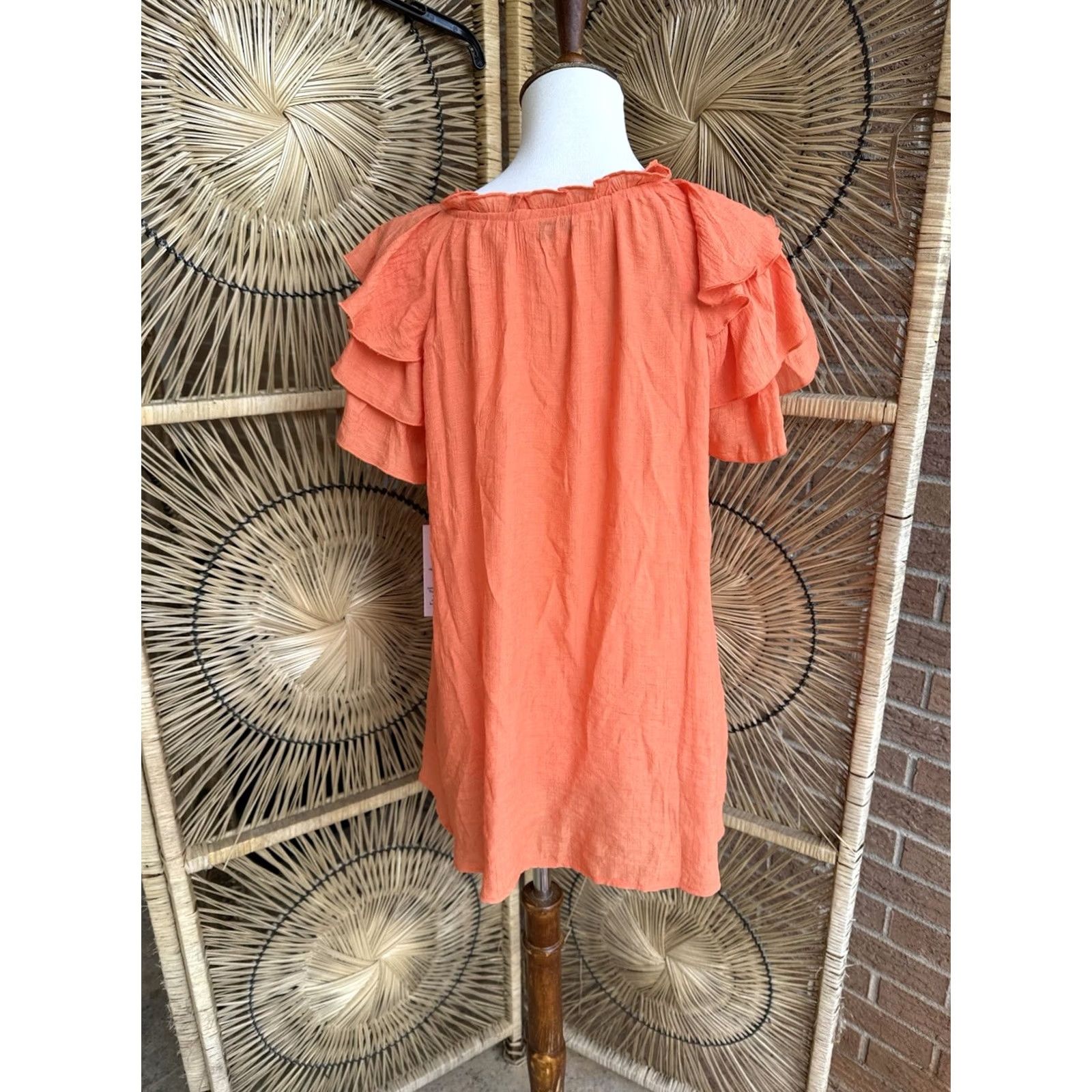 Nanette Lepore VINTAGE Nanette Lepore Blouse Womens Large Orange Flutter Sleeve Peasant NWT Size L / US 10 / IT 46 - 6 Thumbnail