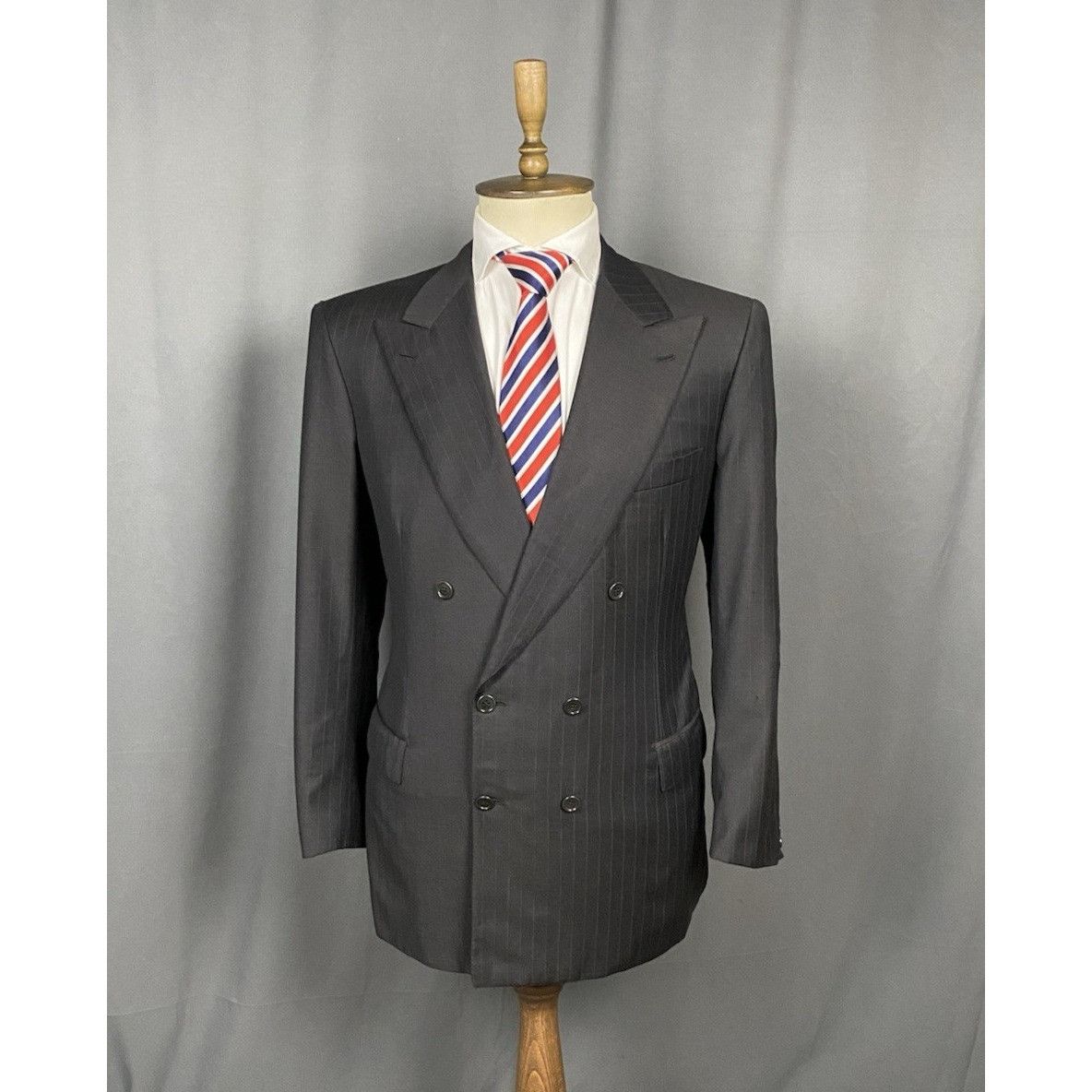 Brioni Brioni Men's Gray Wool Double Breasted Striped Wool Blazer J Size 52R - 1 Thumbnail