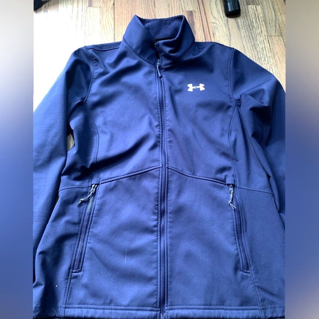 Under Armour Under Armour Jacket Navy Blue Zip Up Fitted Medium Womens M Size Nylon Basic Jacket Size M / US 6-8 / IT 42-44 - 2 Thumbnail
