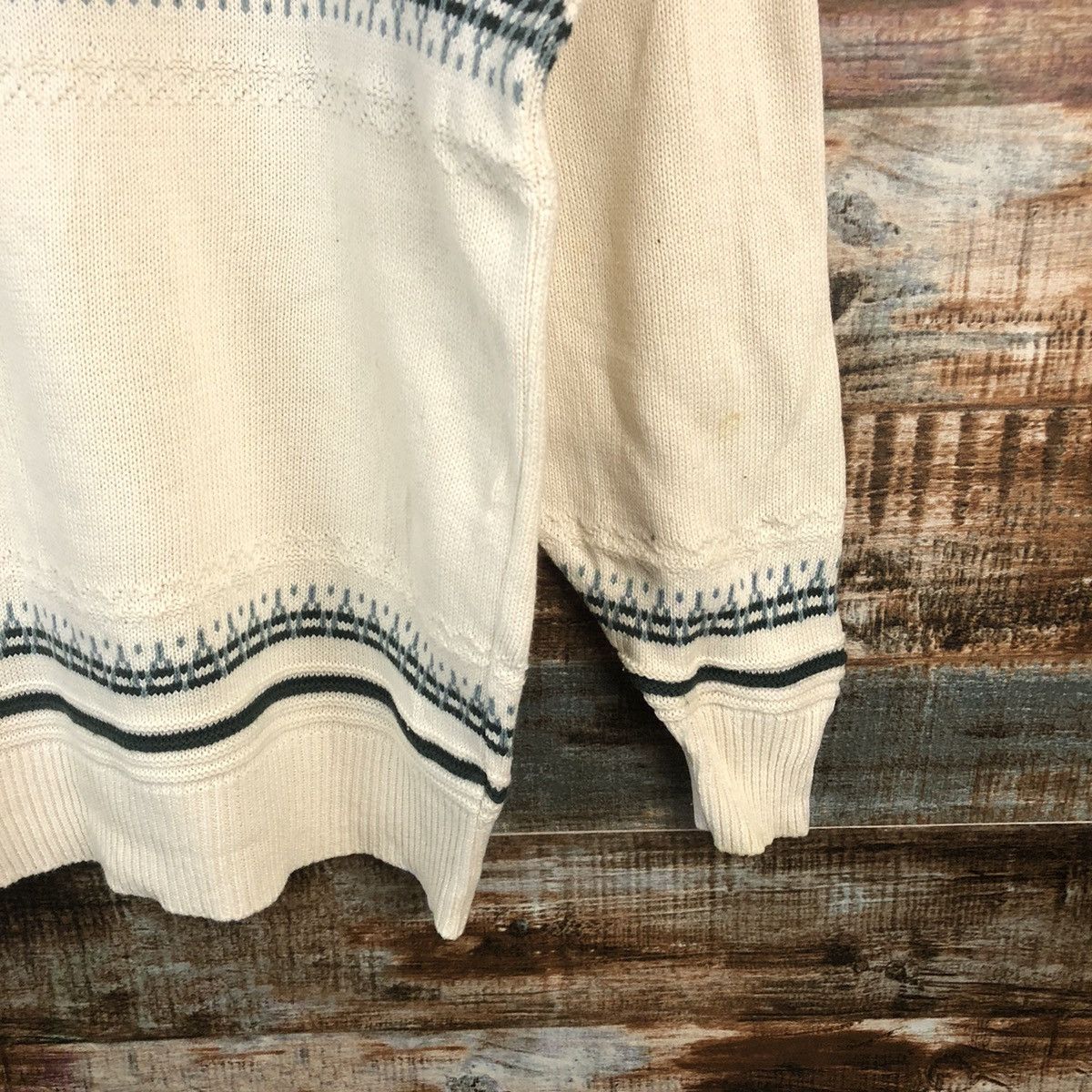 Homespun Knitwear DL Guy vintage japan stripe White sweatshirt Knitwear #C752 Size US M / EU 48-50 / 2 - 8 Thumbnail