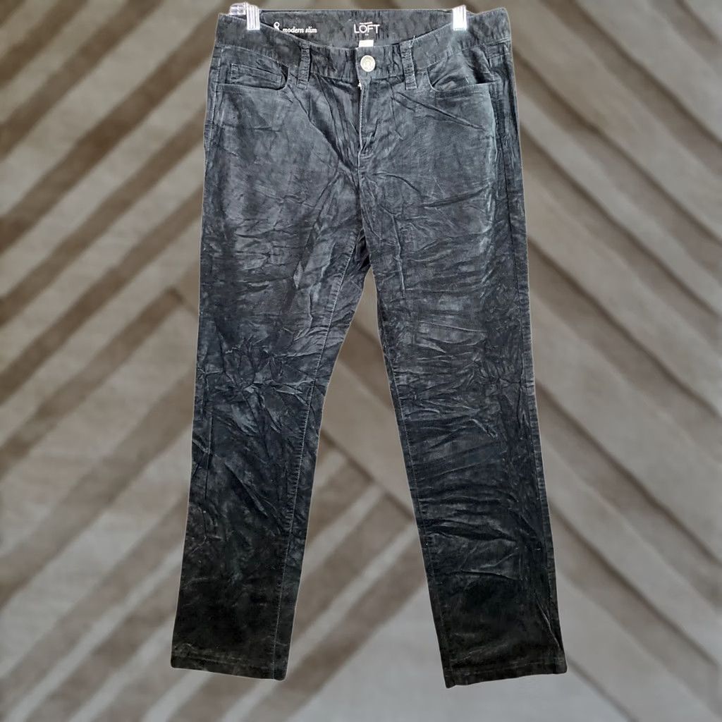 Ann Taylor Ann Taylor LOFT Jeans Black Modern Slim Corduroy Cotton Blend Stretch 8 Ladies Slim Ankle 5-Pocket Cotton Blend Size 30" / US 8 / IT 44 - 1 Thumbnail