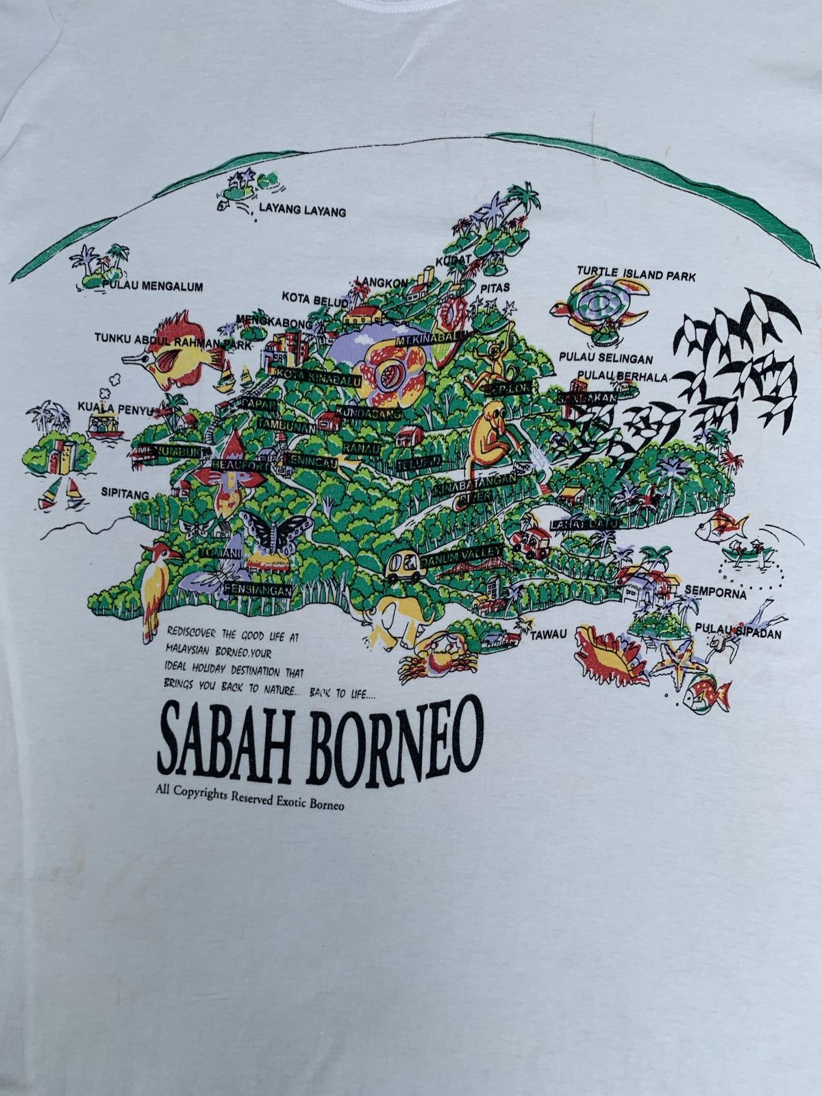 Vintage 2000s Exotic Borneo Sabah Malaysia Art Graphic White Tee Size US L / EU 52-54 / 3 - 2 Thumbnail