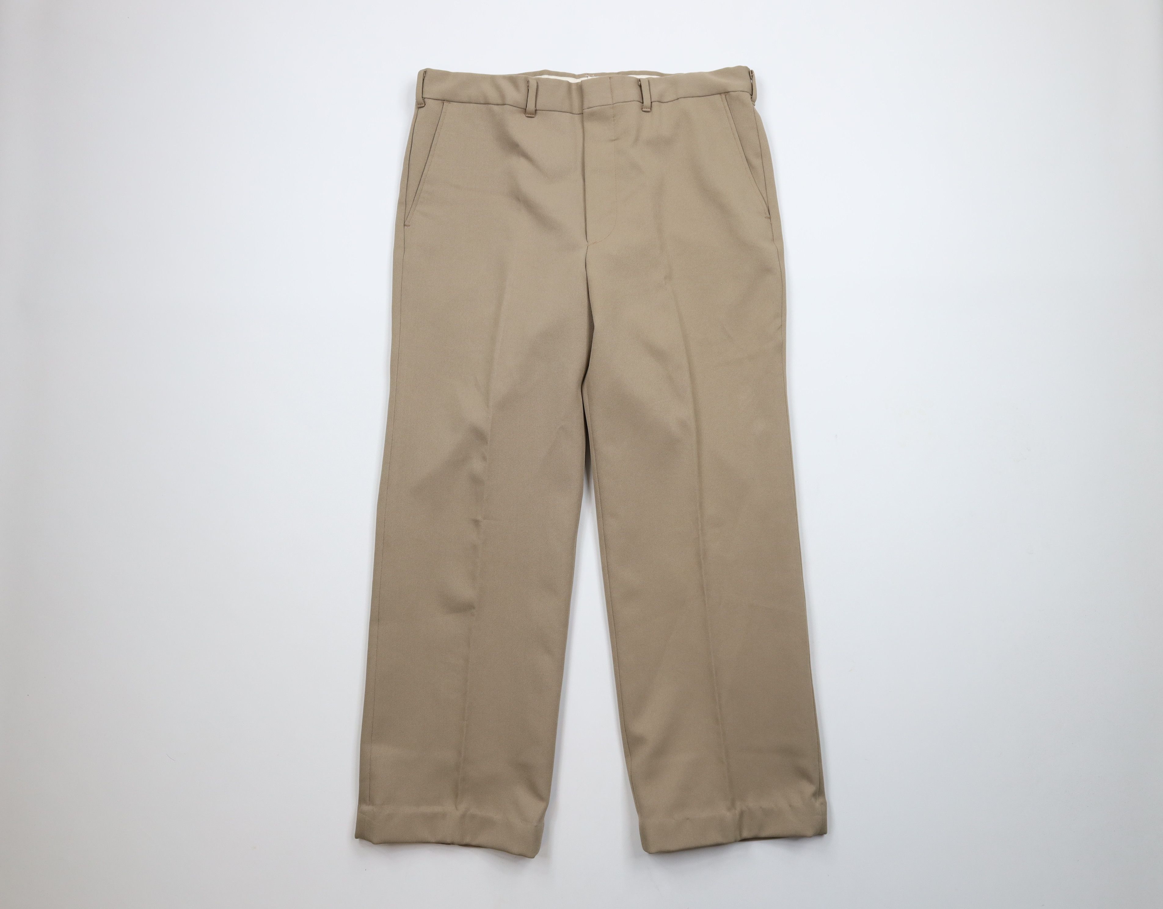Vintage Vintage 70s Streetwear Knit Wide Leg Chino Pants Beige USA Size US 34 / EU 50 - 1 Thumbnail