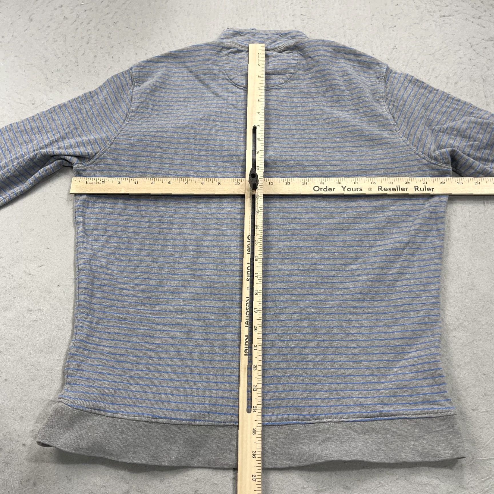 johnnie-O johnnie-O Sweater Mens Large Gray 1/4 Zip Cotton Golf Pullover Striped Mock Neck Preppy Size US L / EU 52-54 / 3 - 6 Thumbnail