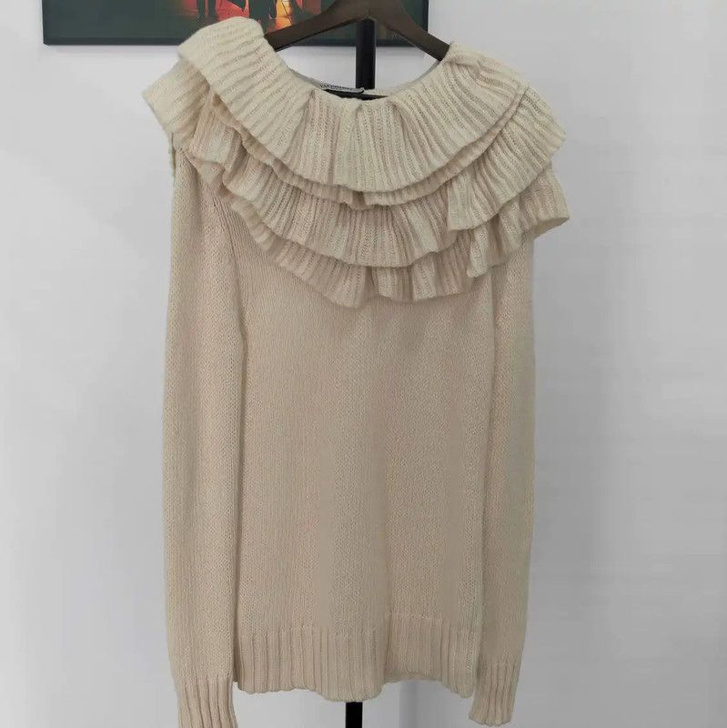 Valentino Valentino Beige Wool Long Sleeve Sweater 0089 Size S / US 4 / IT 40 - 1 Thumbnail