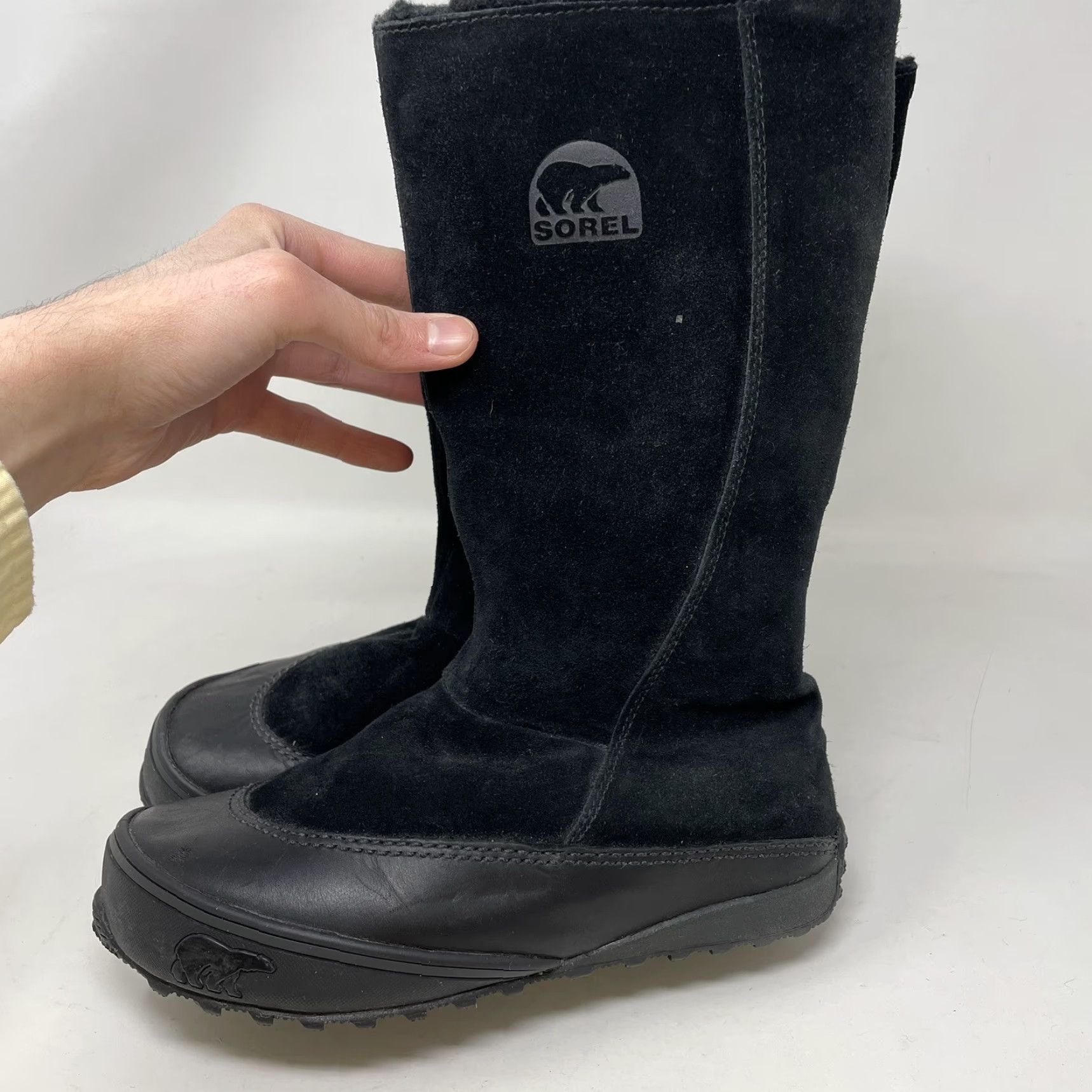 SOREL Sorel MacKenzie NL1609-010 Boots Women Black Suede Fuzzy Lined Winter Mid-Calf Pull On 7 Ladies Size US 6 / IT 36 - 2 Thumbnail