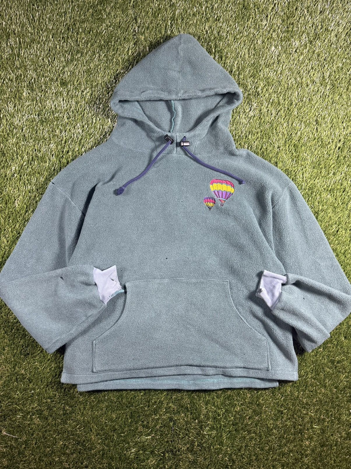 Vintage Vintage 90s Hot Air Balloon Boxy Fleece Hoodie Sweatshirt Size US L / EU 52-54 / 3 - 1 Thumbnail